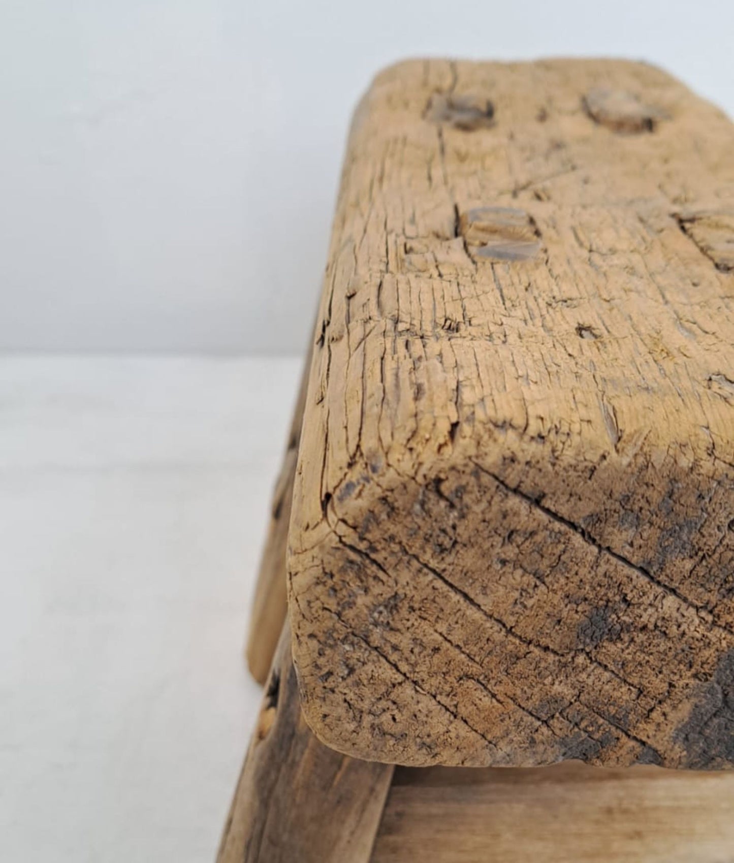 Authentic Antique Chinese Milking Stool Handmade Elmwood, 35x23x22cm Unique Historical Décor Piece Perfect for Design Projects & Collectors