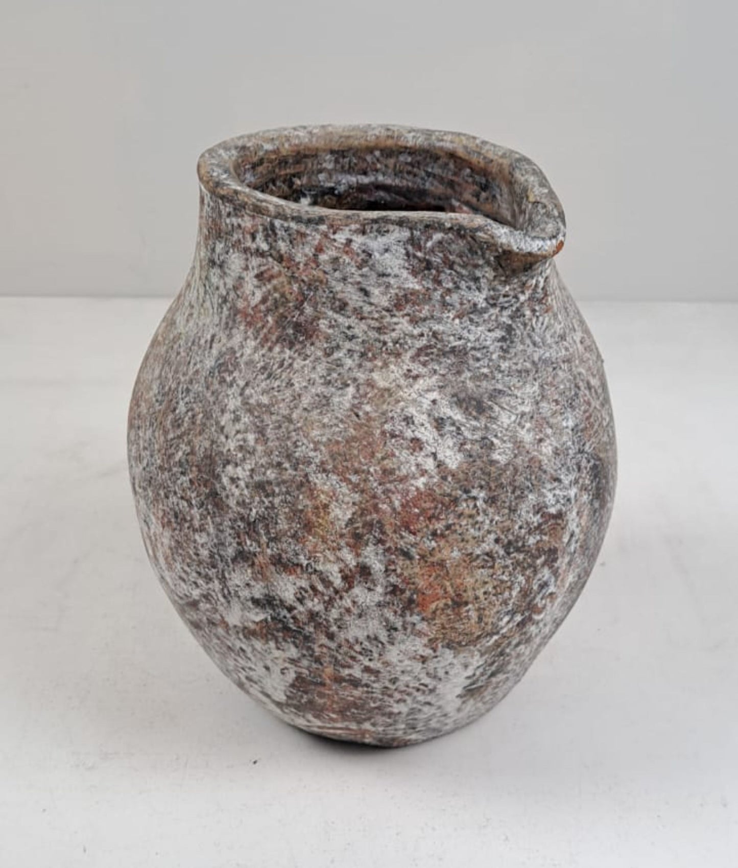 Handcrafted vintage Indonesian Stone Jug Unique Terracotta Art 23cm x 25cm Perfect for Home Decor & Gifts One-of-a-Kind Vintage Earthenware