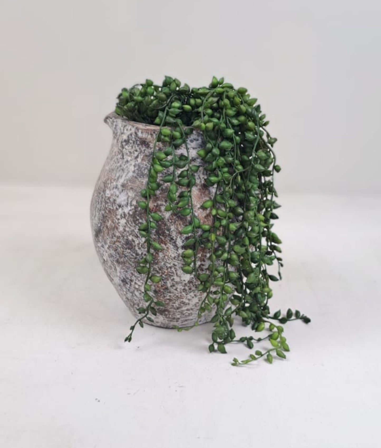Handcrafted vintage Indonesian Stone Jug Unique Terracotta Art 23cm x 25cm Perfect for Home Decor & Gifts One-of-a-Kind Vintage Earthenware