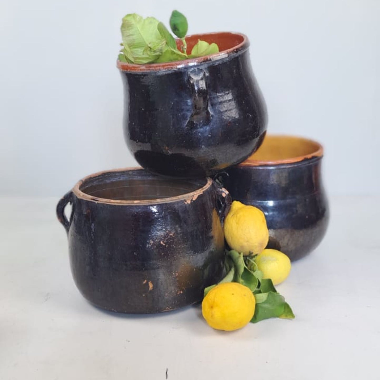 Antique Ceramic Handled Pot - Albisola Pottery