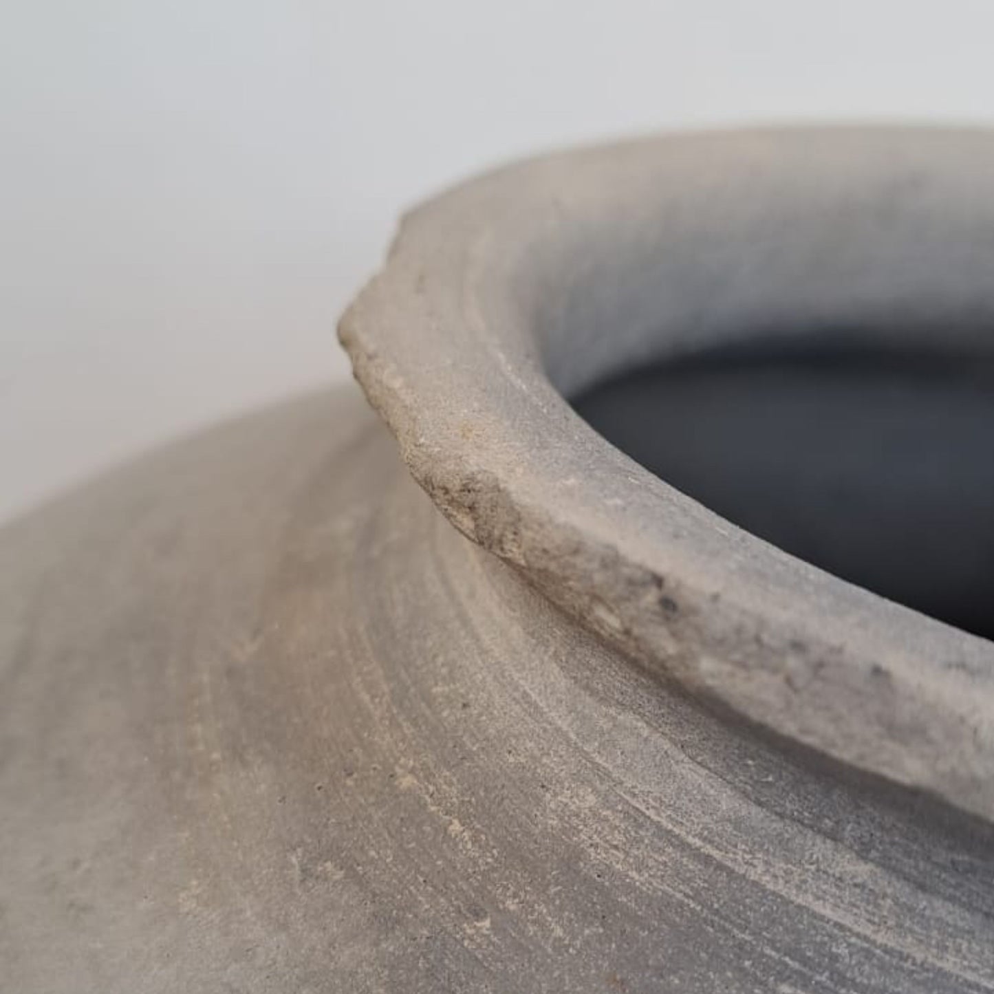 Antique African Clay Water Vessel with Etchings