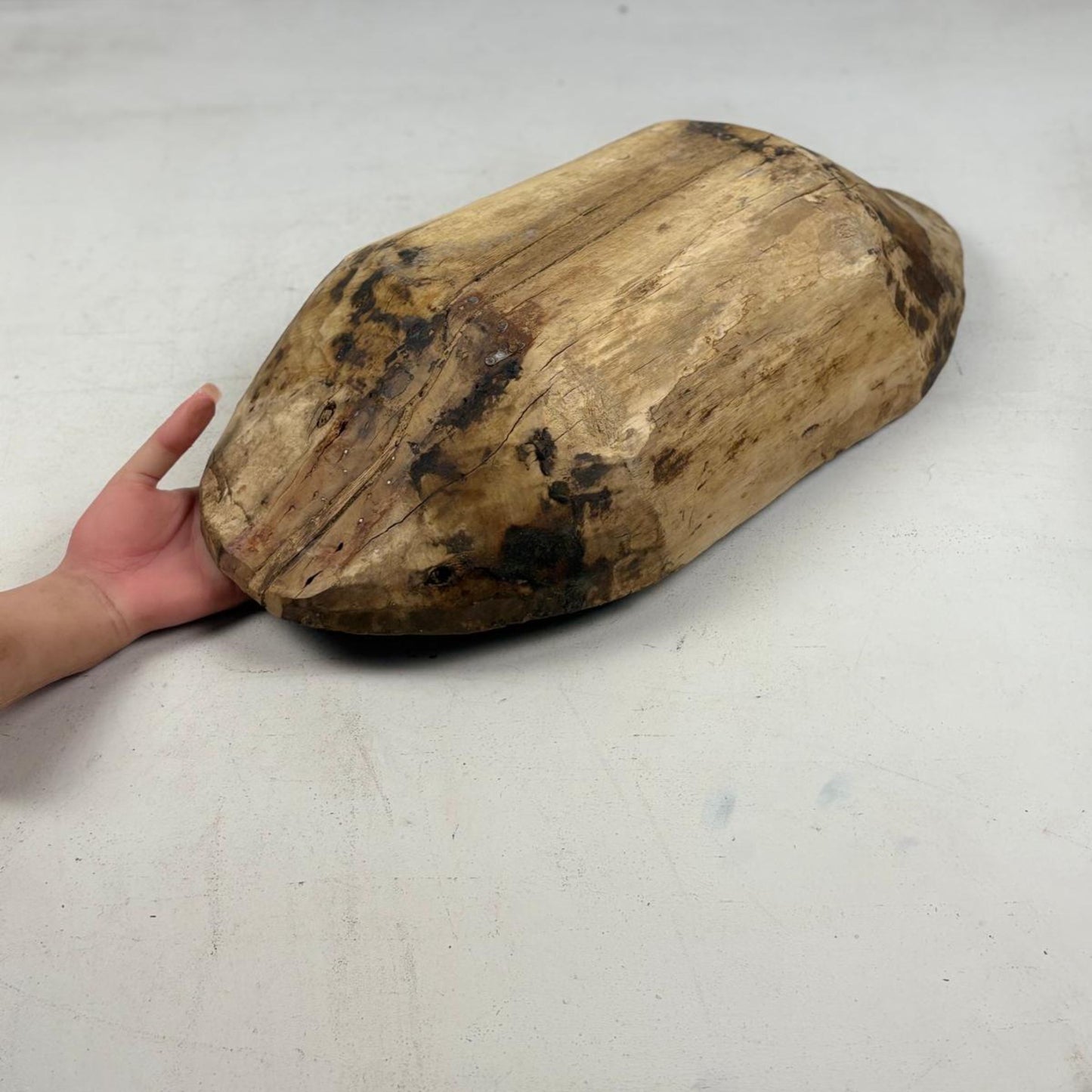 Large Antique Wooden Dough Tray from Tibet - Handcrafted