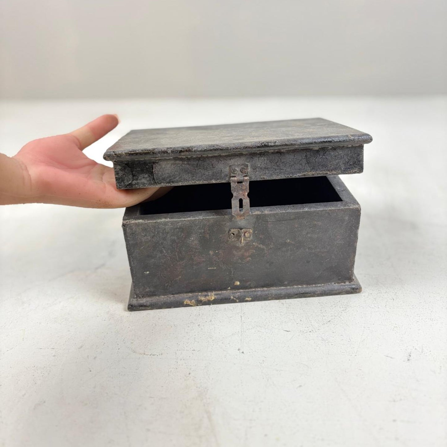 Vintage Lidded Wooden Box from India