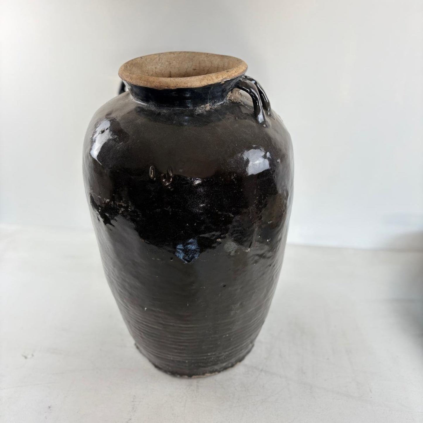 Rare Antique Glazed Pottery Wine Vase