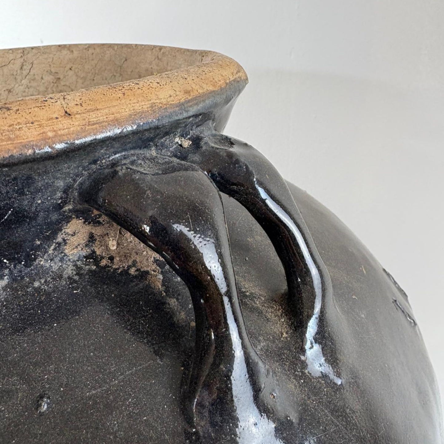 Rare Antique Glazed Pottery Wine Vase
