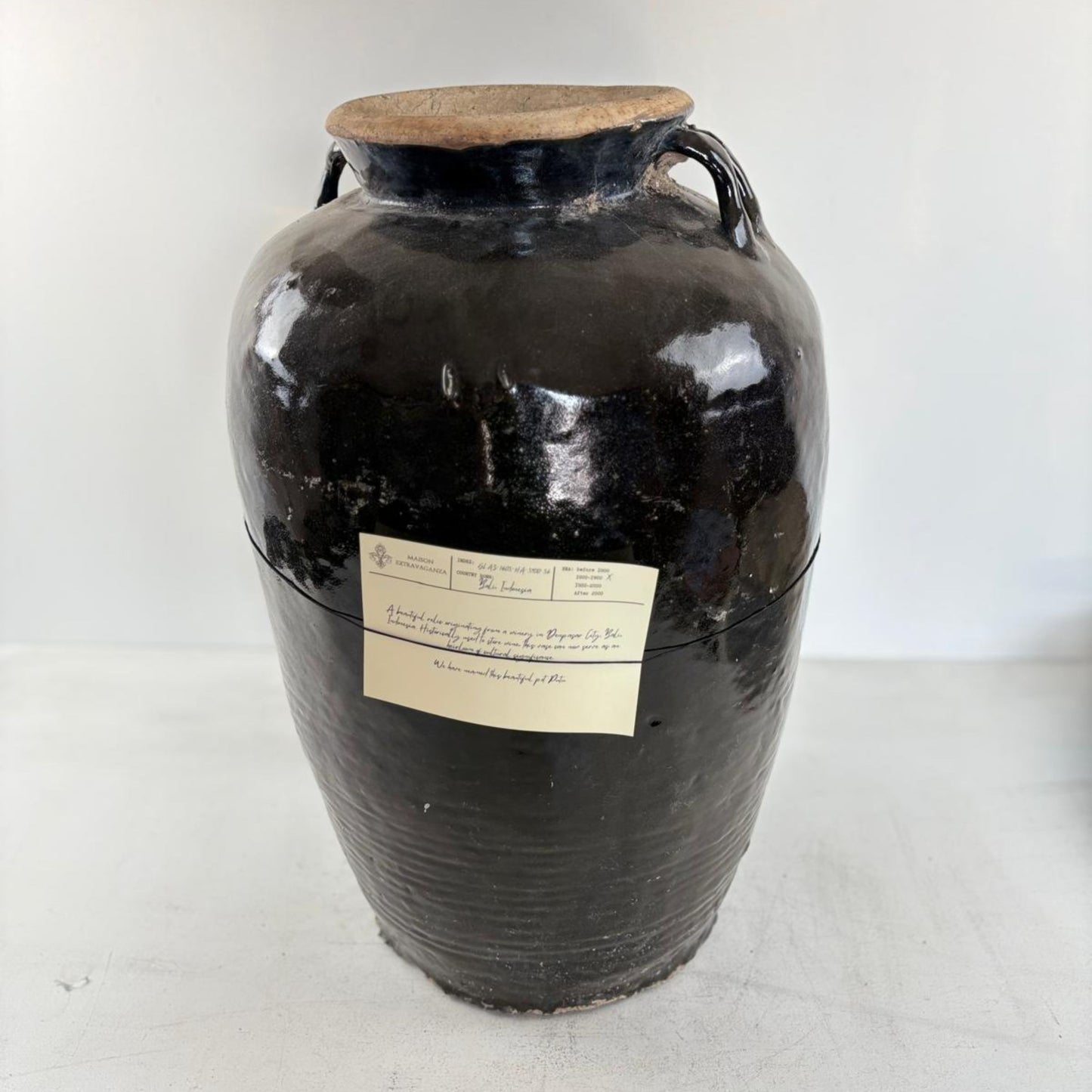 Rare Antique Glazed Pottery Wine Vase