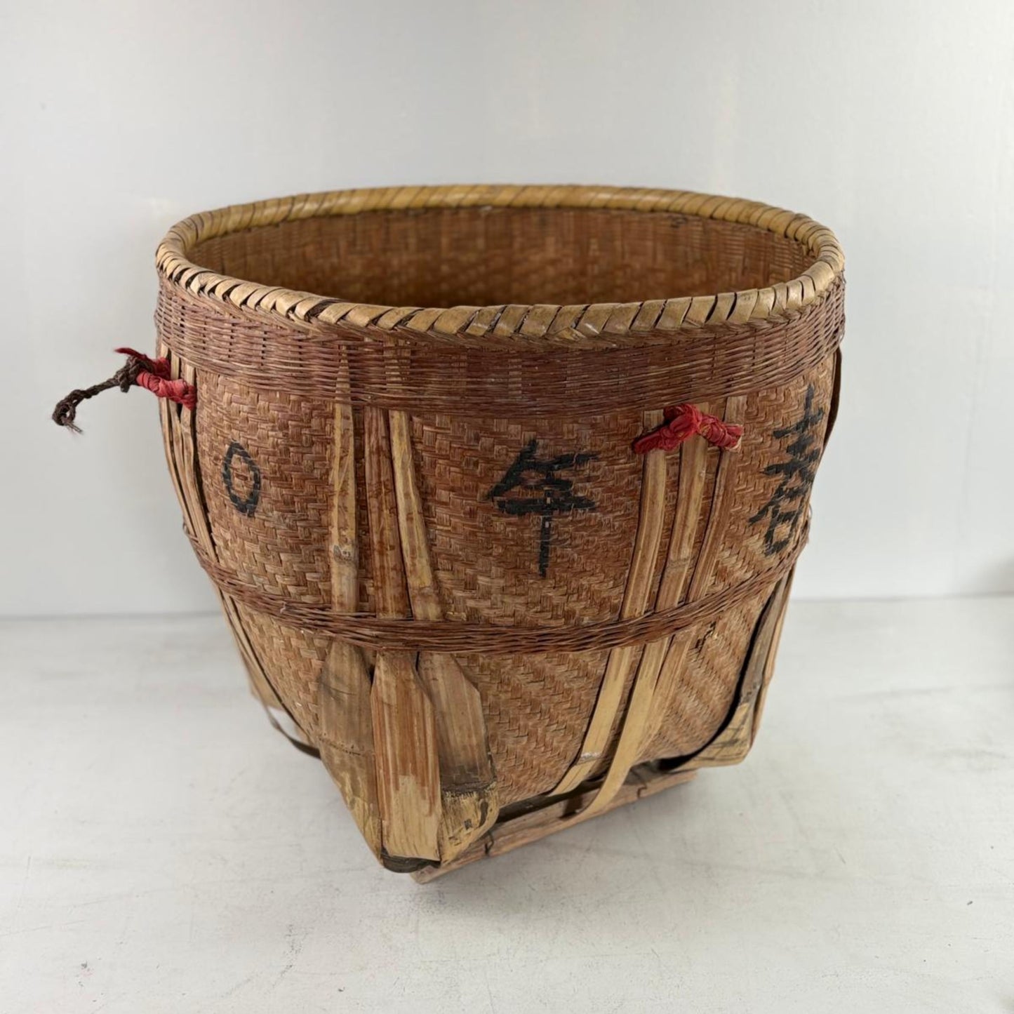 Antique Chinese Reed Grass Basket - Rope Detail - Houbali, Shandong Province, China