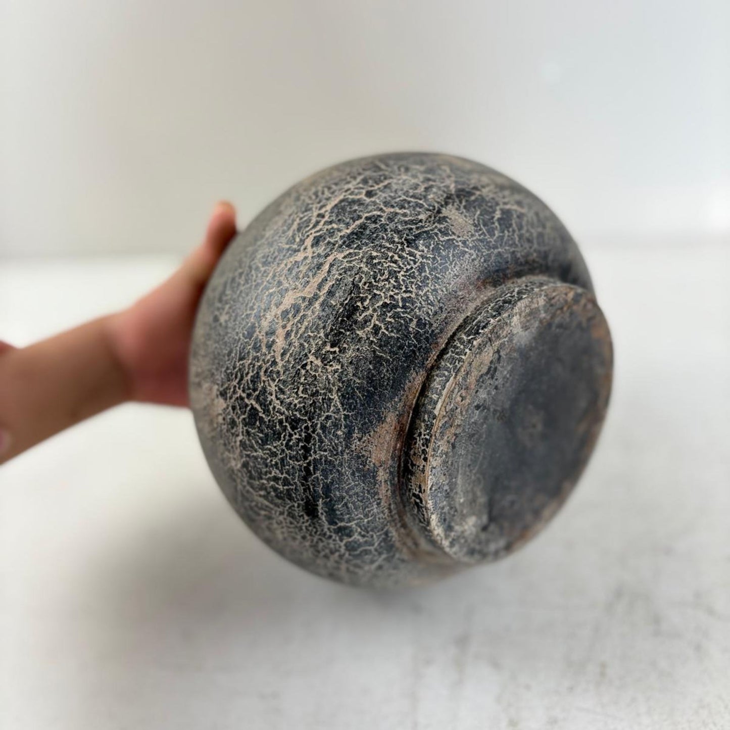 Vintage Wooden Pot with lid - Latipur, Nepal