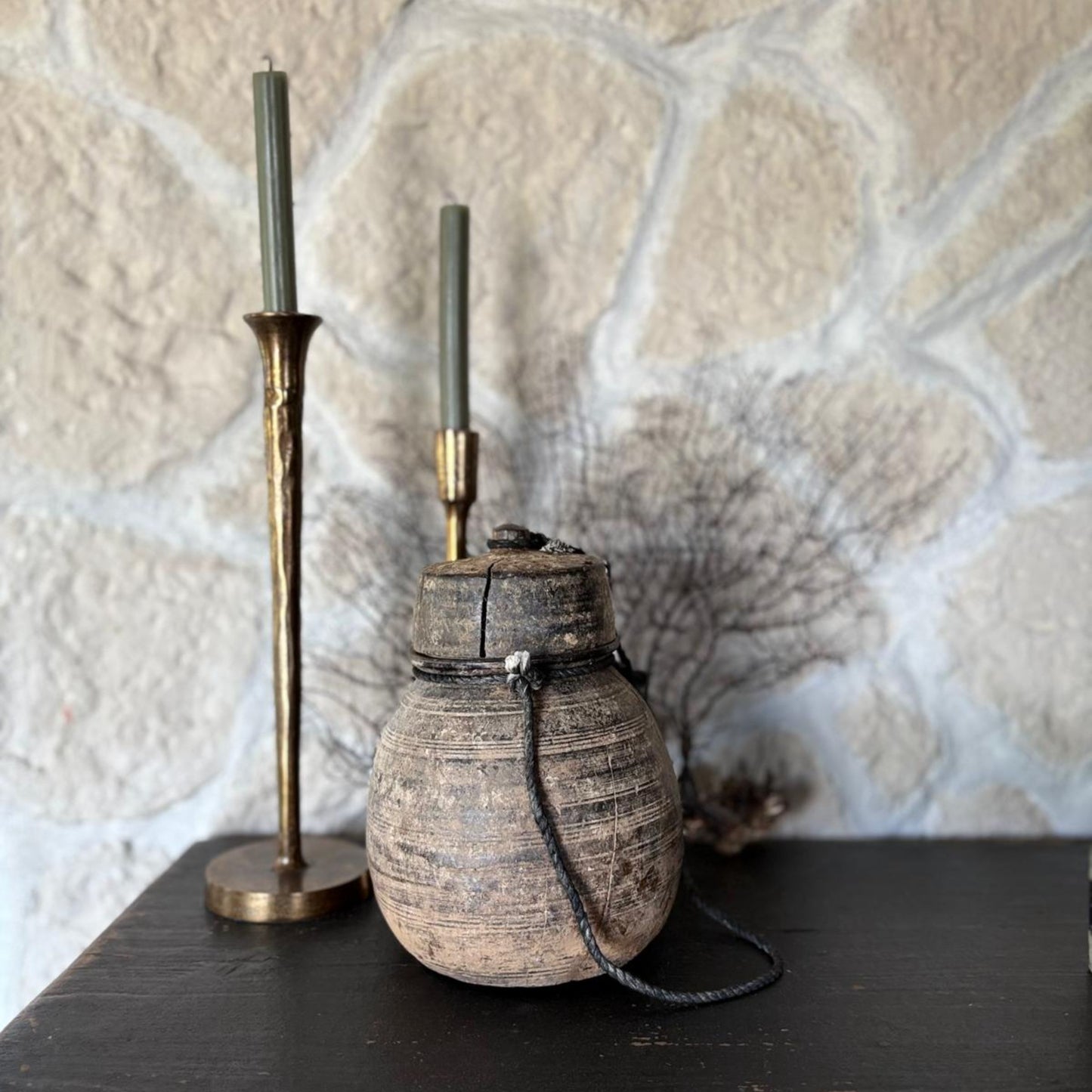 Antique Wooden Himachal Pot - Chhusang, Nepal