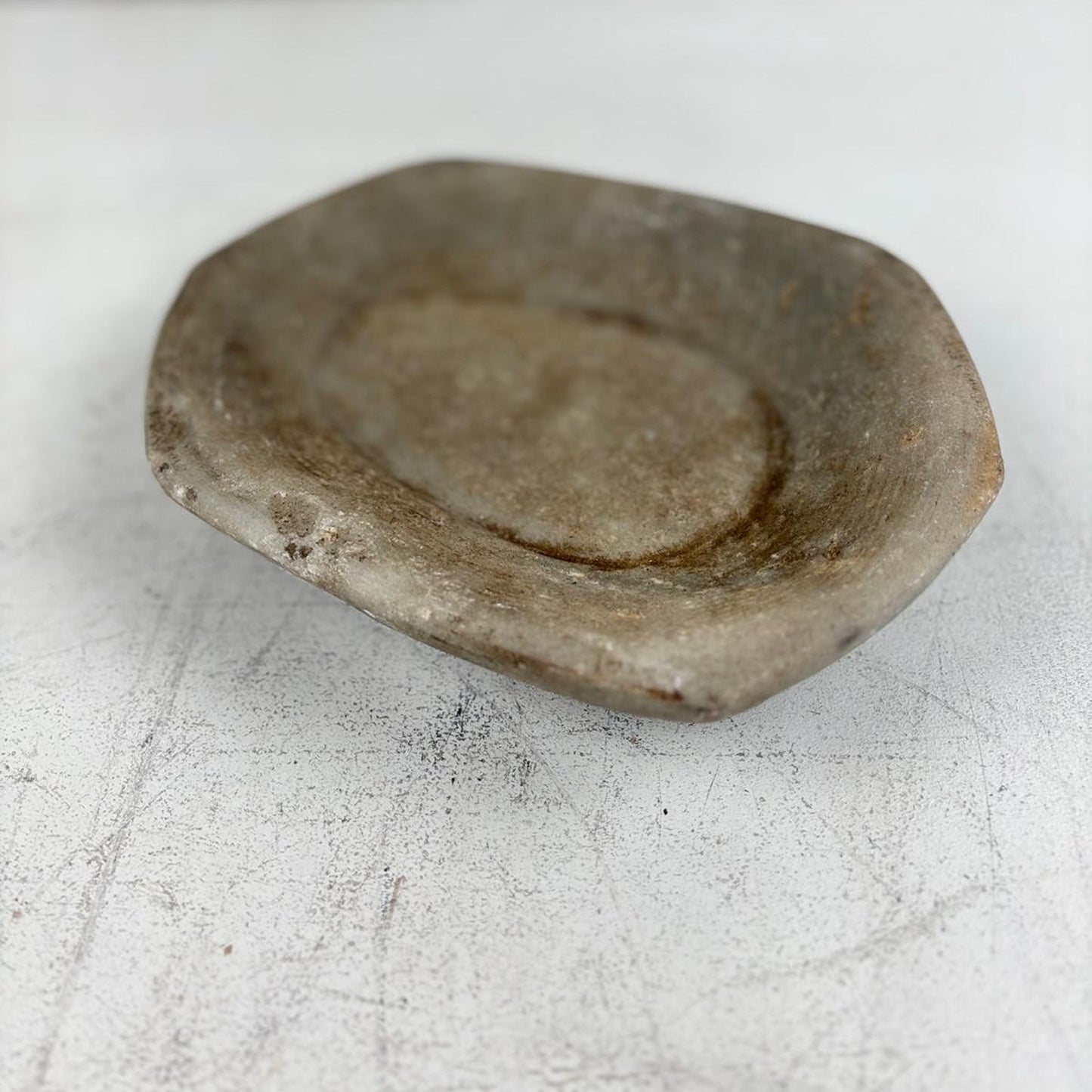 Large Handcarved Raw Marble Stone Platter
