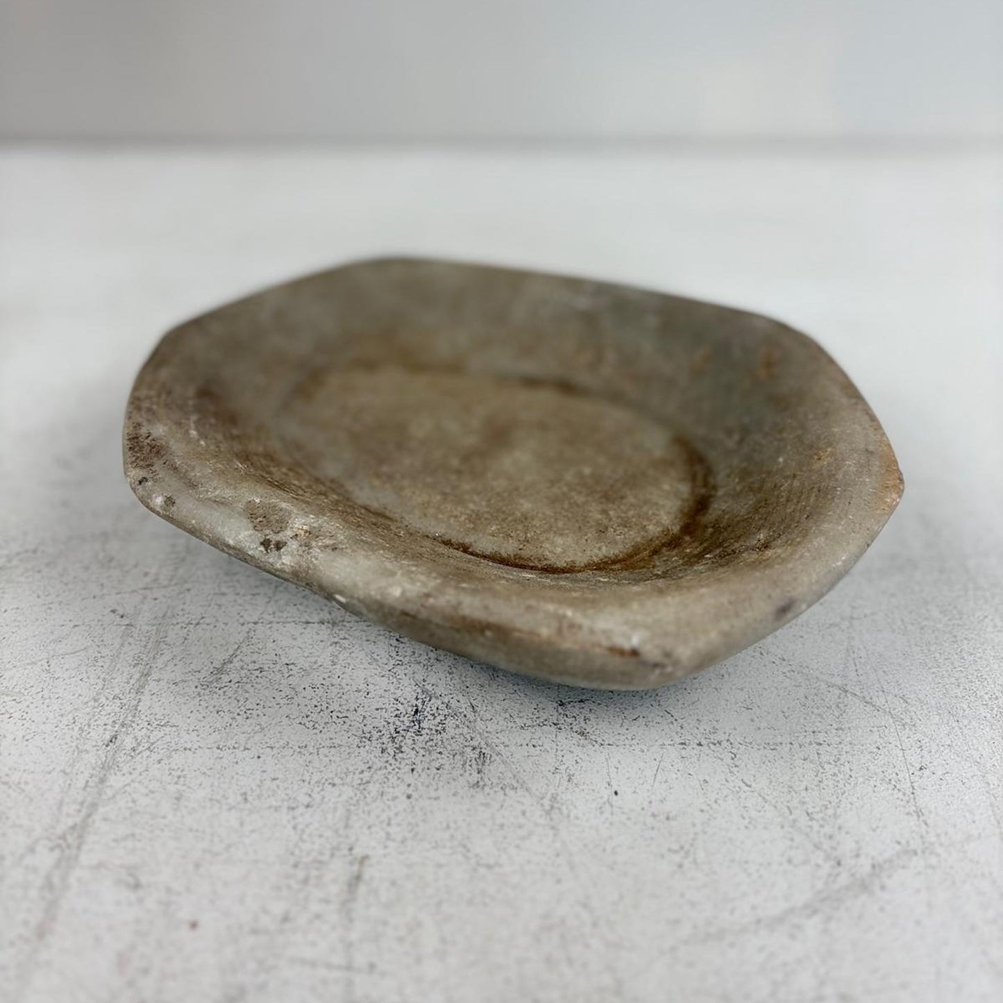 Large Handcarved Raw Marble Stone Platter