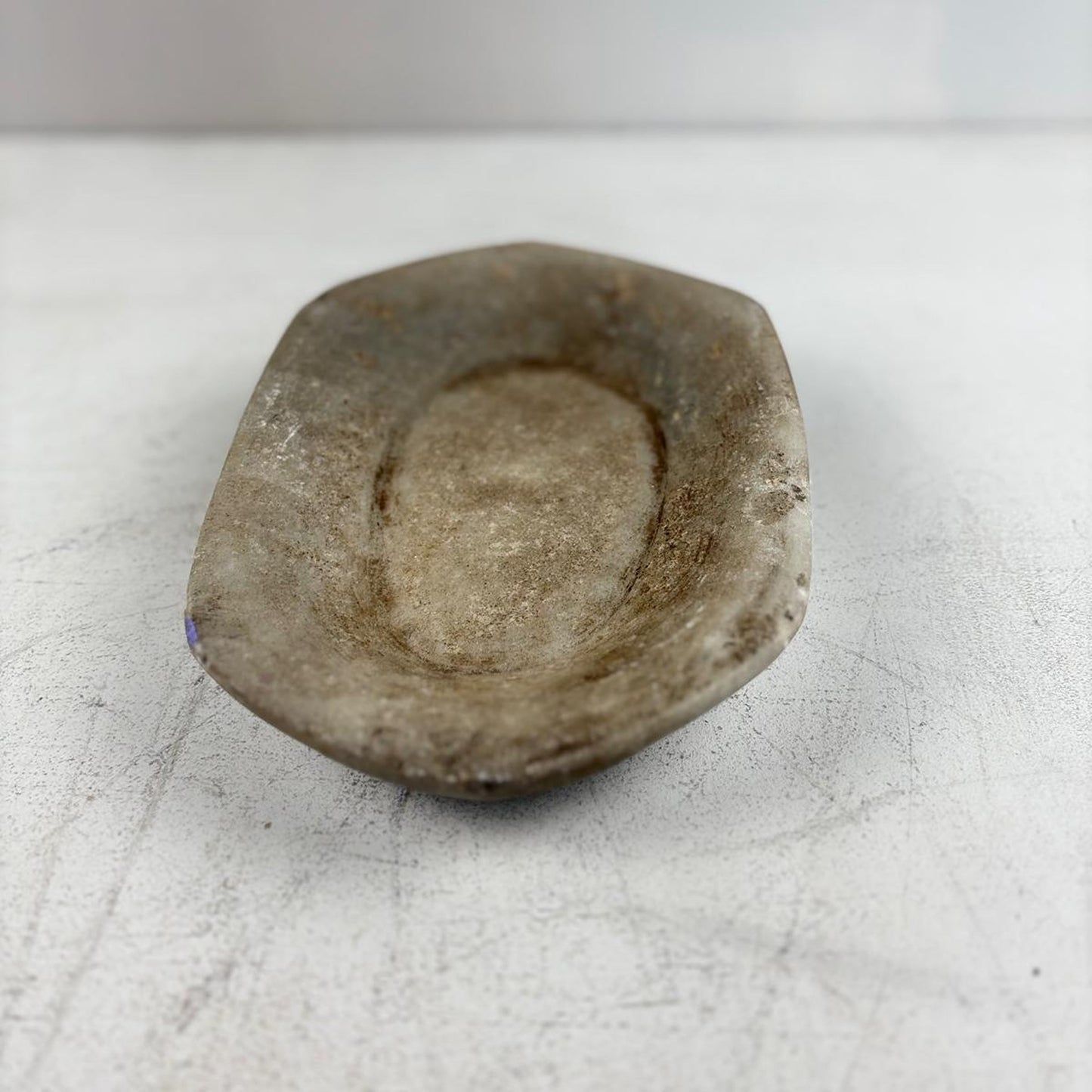 Large Handcarved Raw Marble Stone Platter