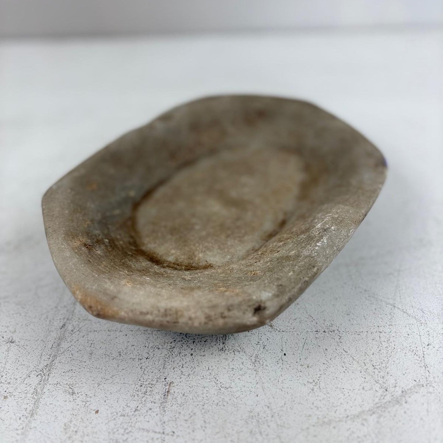 Large Handcarved Raw Marble Stone Platter