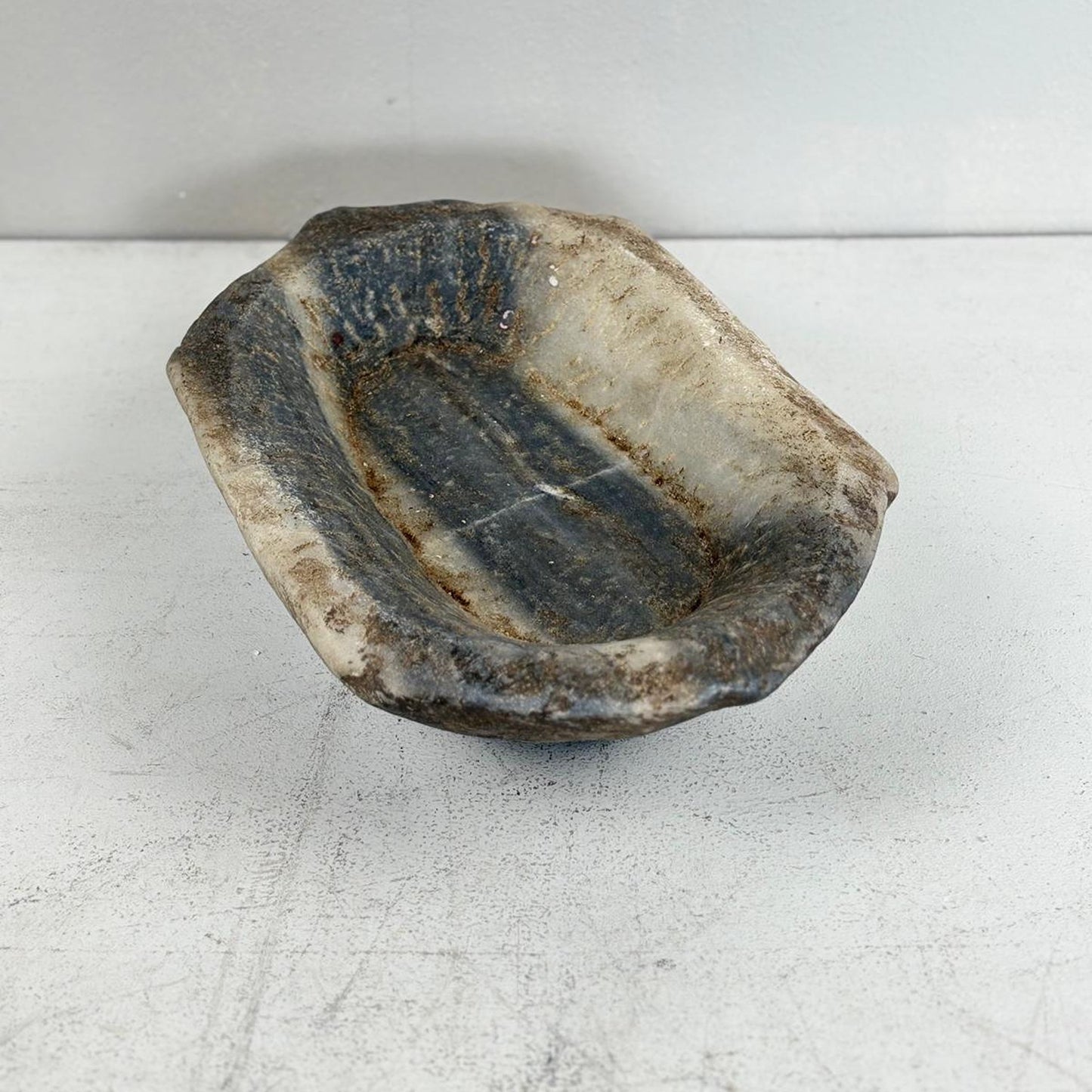 Large Handcarved Raw Marble Stone Platter