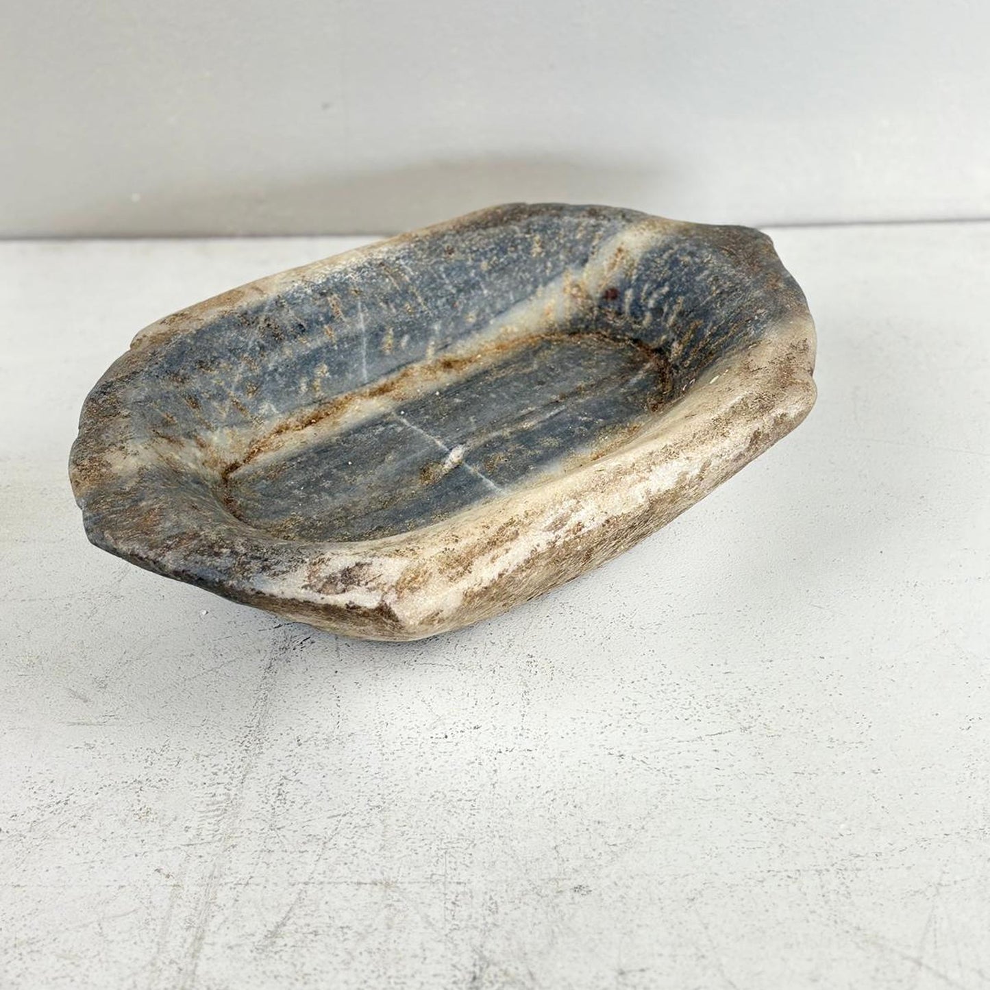 Large Handcarved Raw Marble Stone Platter