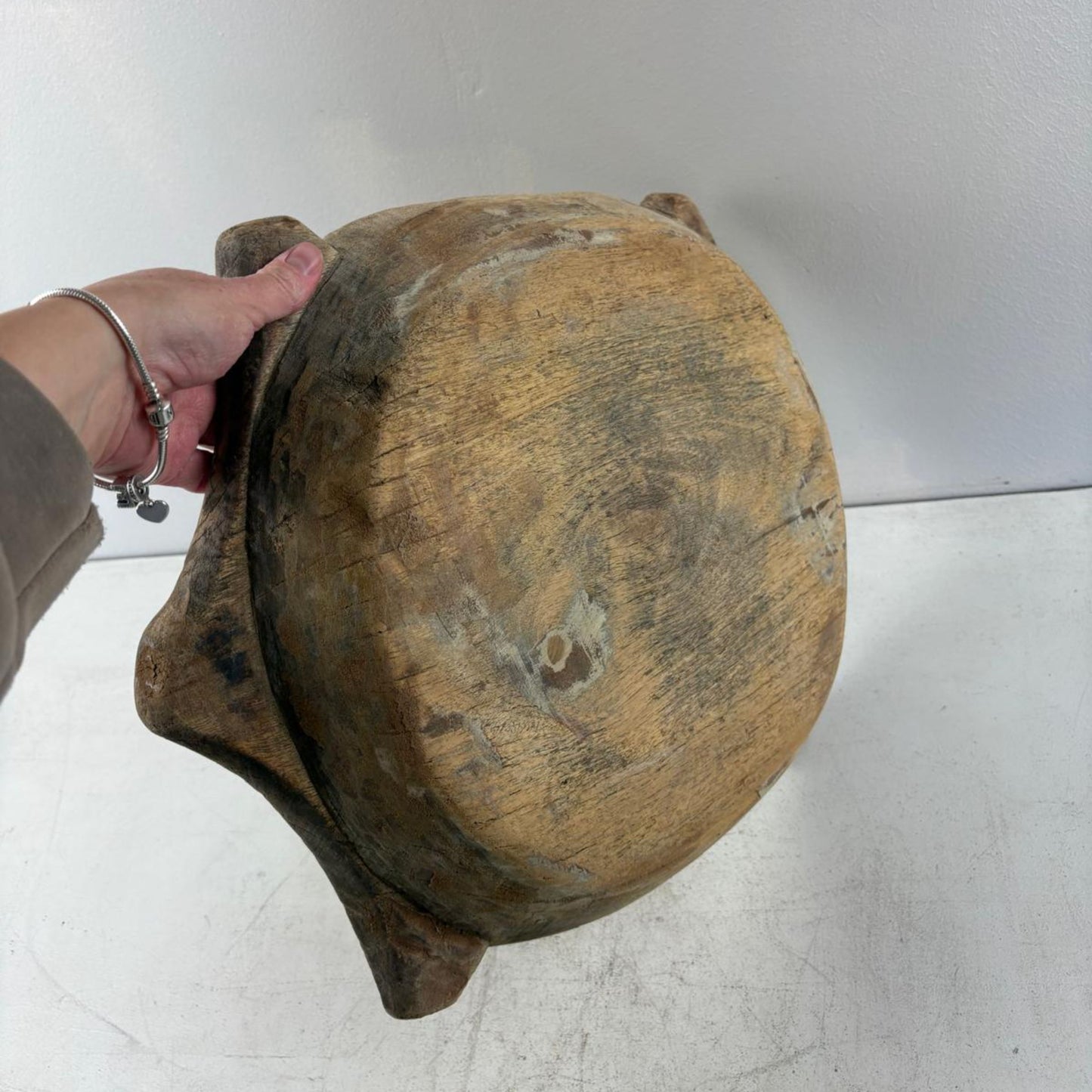 Vintage Indian Wooden Chapati Dish