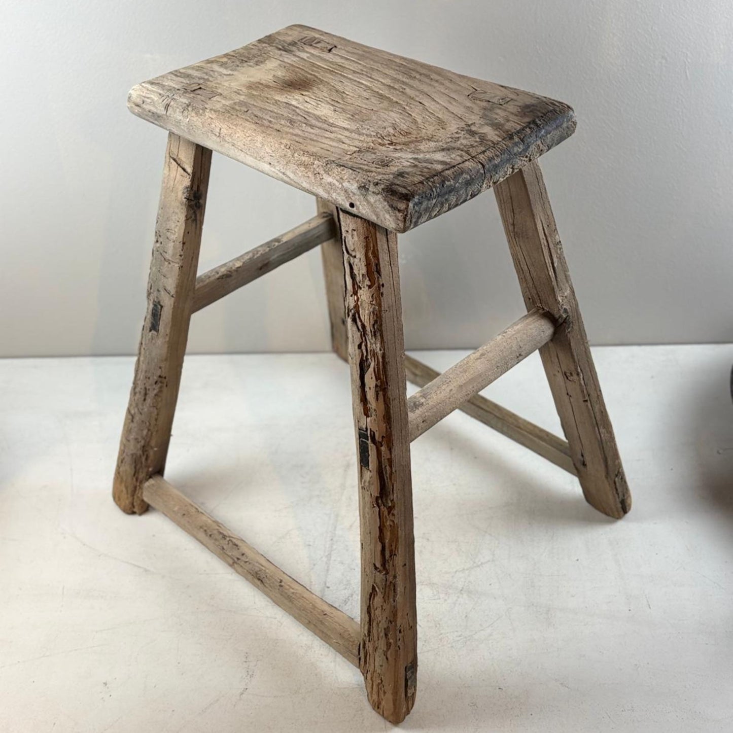 Antique Chinese Milking Stool Handmade Elmwood Large