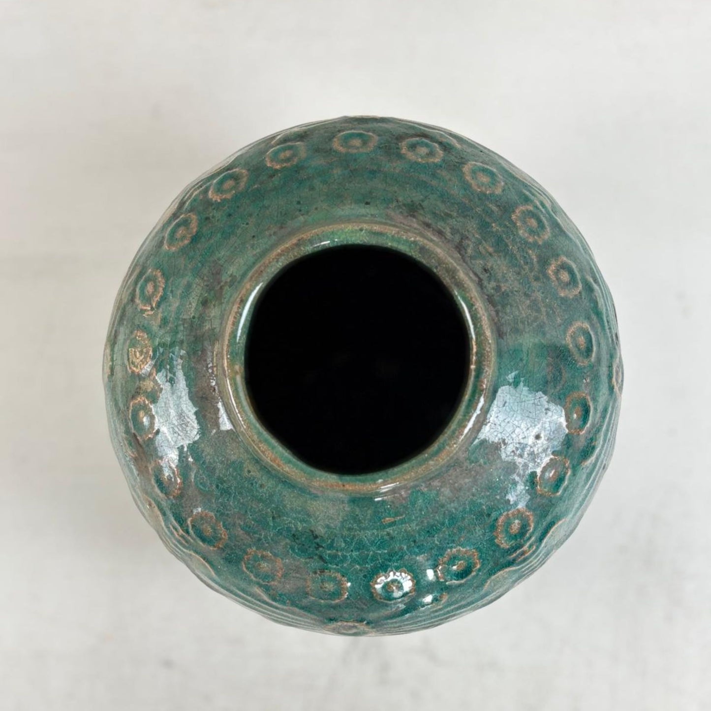 Seltene antike Vase aus Keramik mit Crackle-Glasur