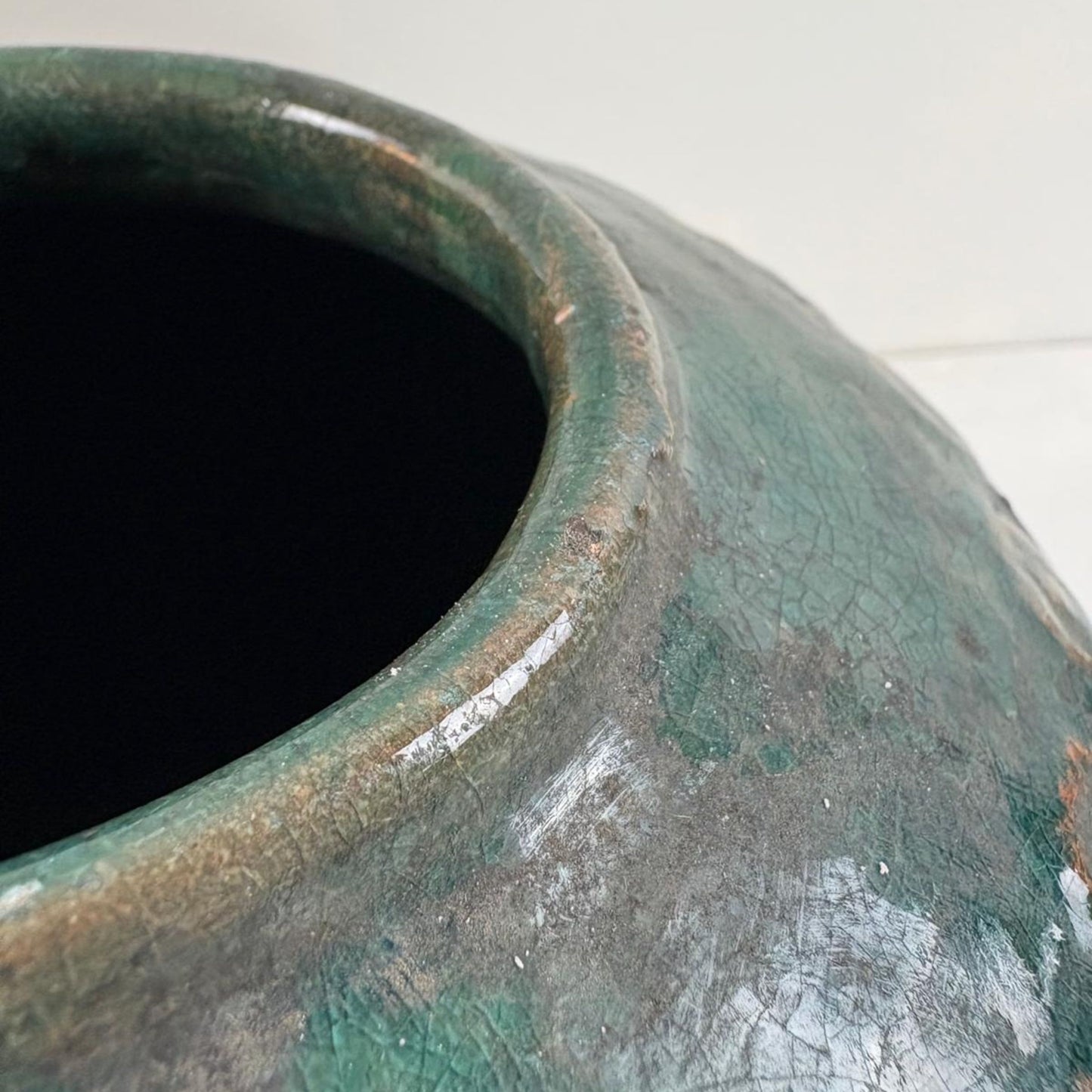Seltene antike Vase aus Keramik mit Crackle-Glasur