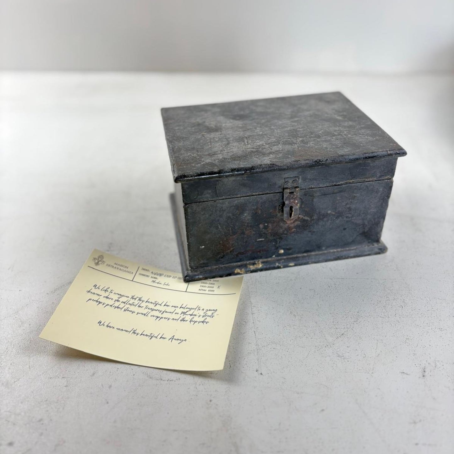 Vintage Lidded Wooden Box from India