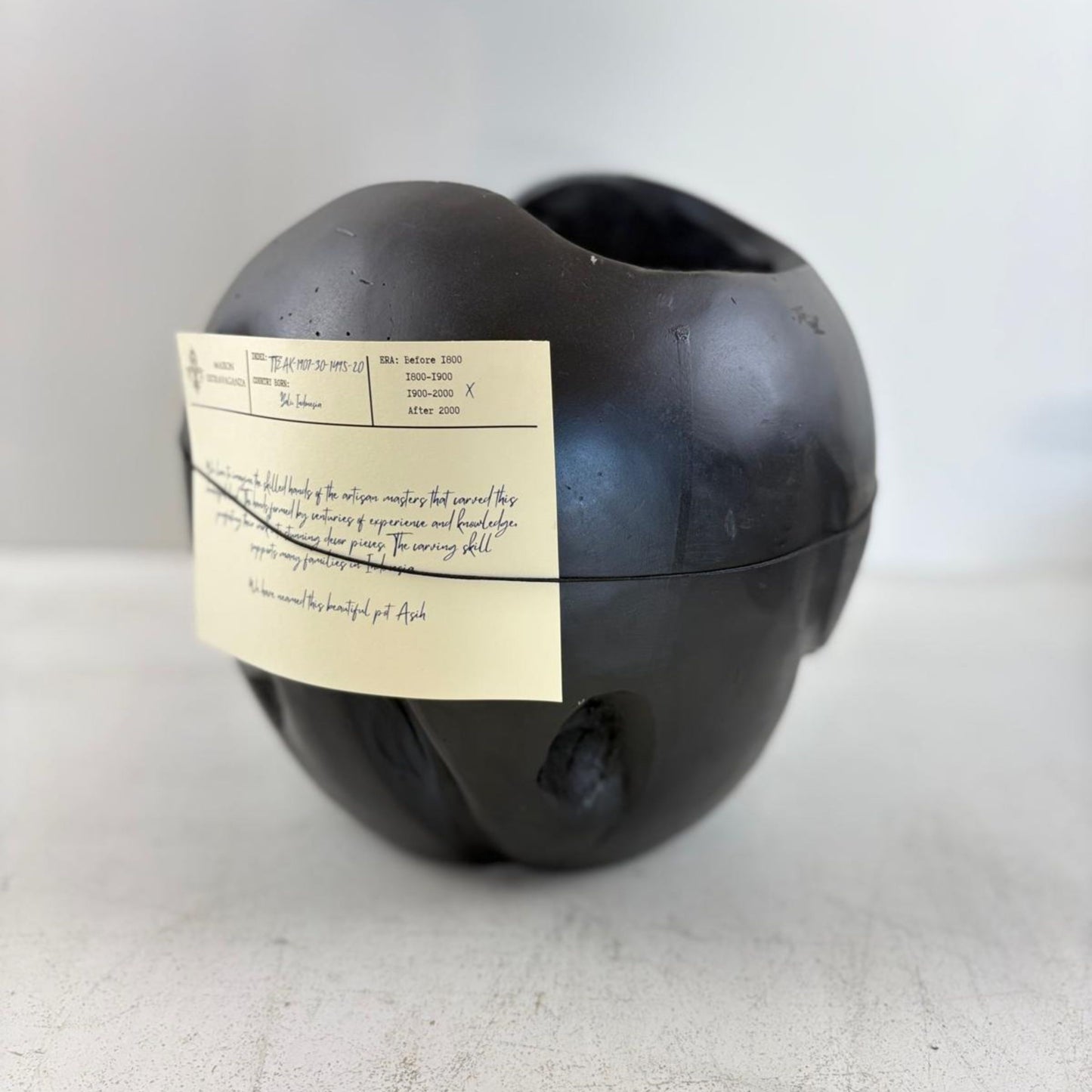 Artisan Handcarved Wooden Teak Bowl - Black