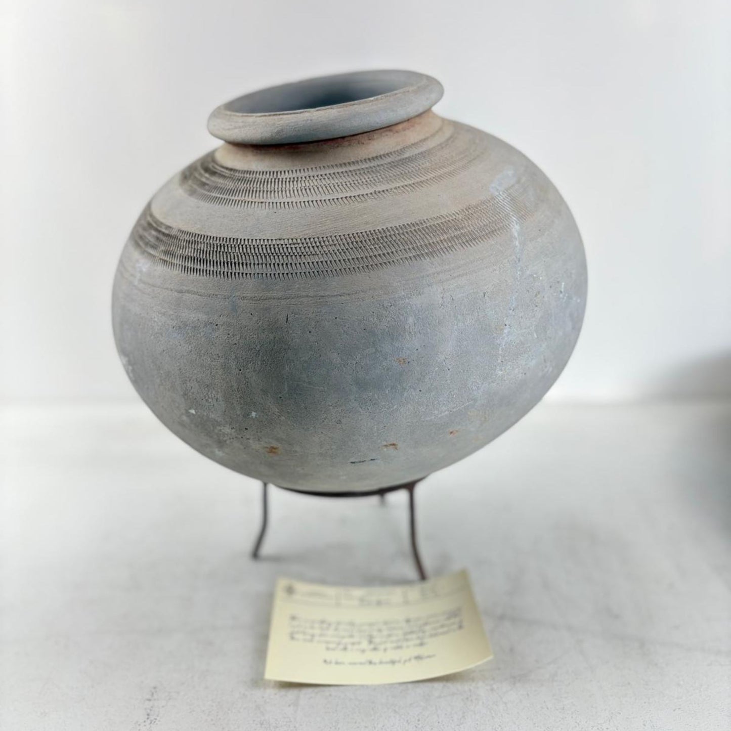 Antique African Clay Water Vessel Vase with Stand