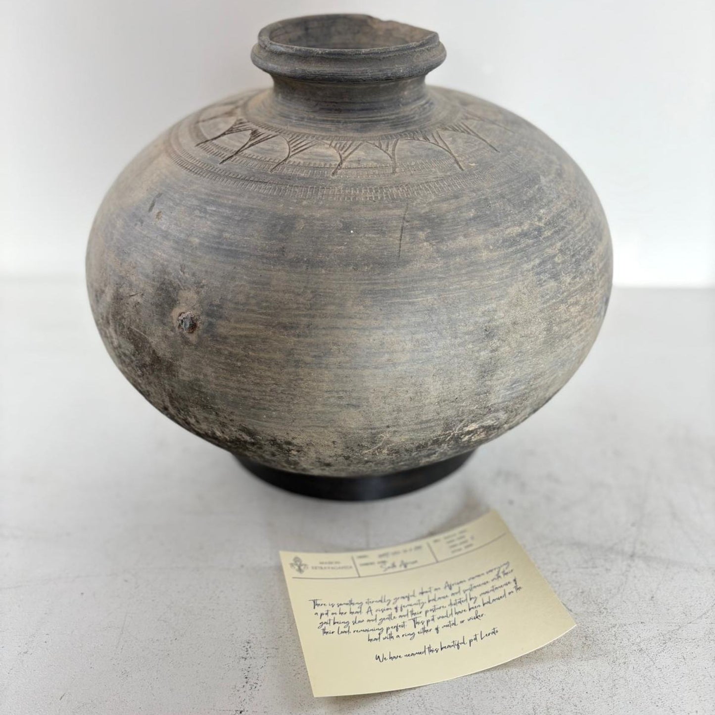 Antique African Clay Water Vessel - small neck