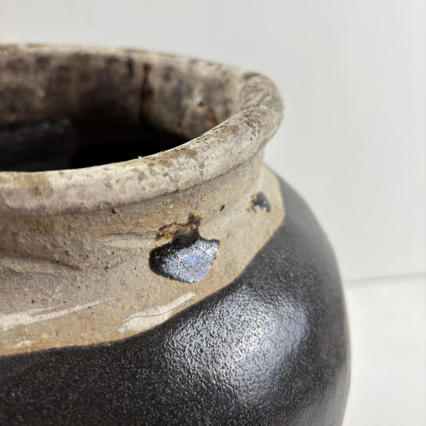 Rare Antique Glazed Pottery Vase - Kamijo, Japan