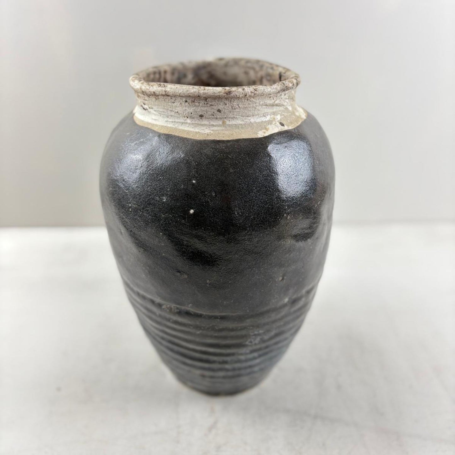 Rare Antique Glazed Pottery Vase - Kamijo, Japan