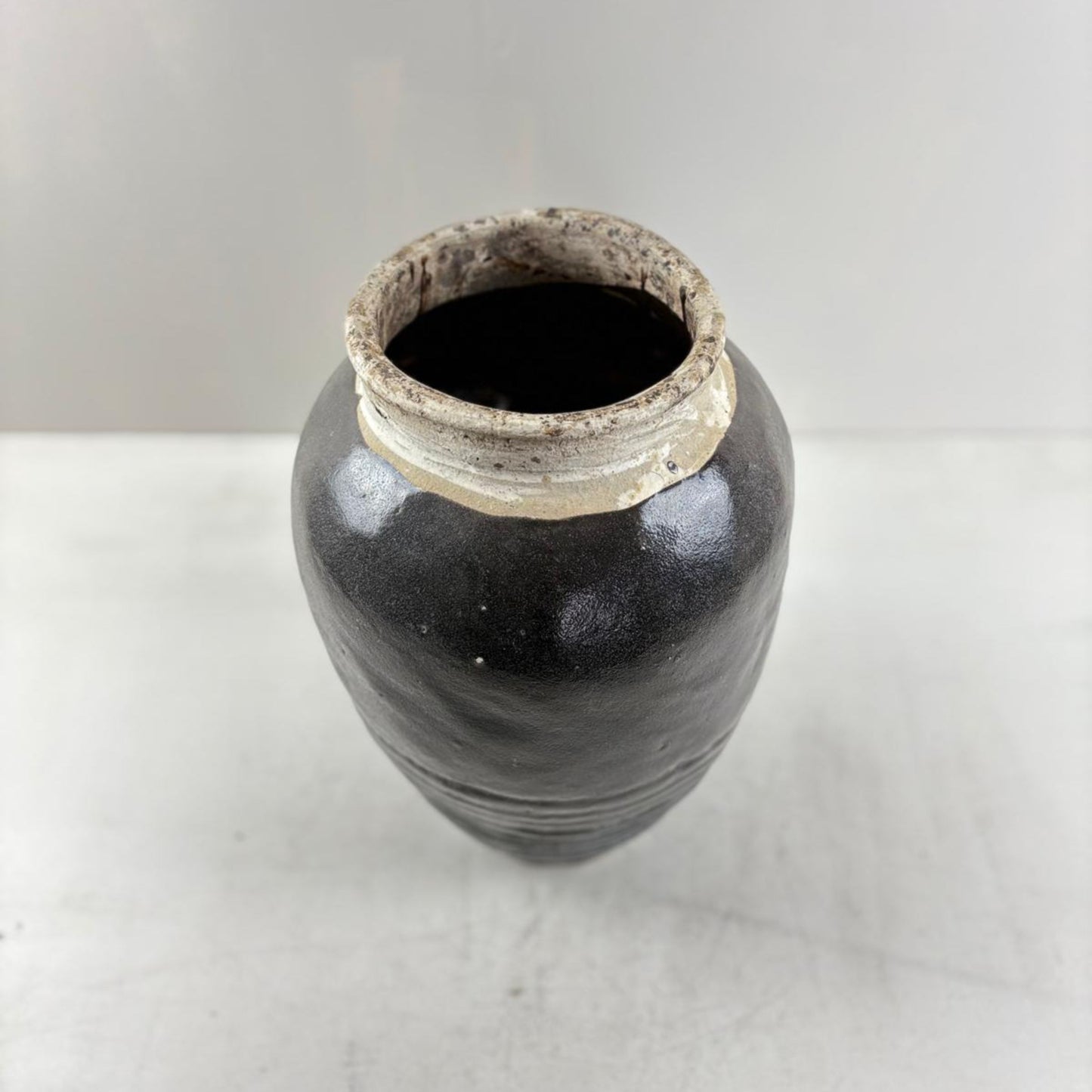 Rare Antique Glazed Pottery Vase - Kamijo, Japan