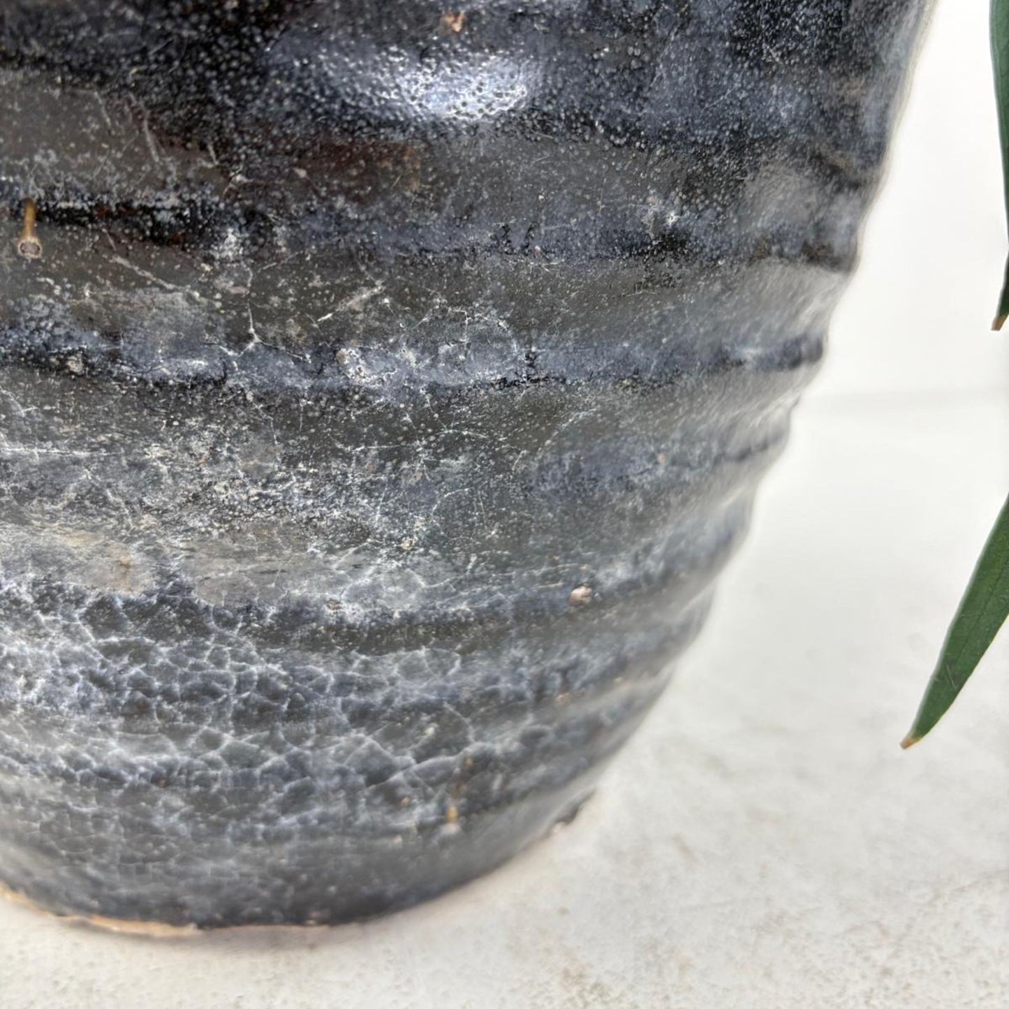 Rare Antique Glazed Pottery Vase - Kamijo, Japan