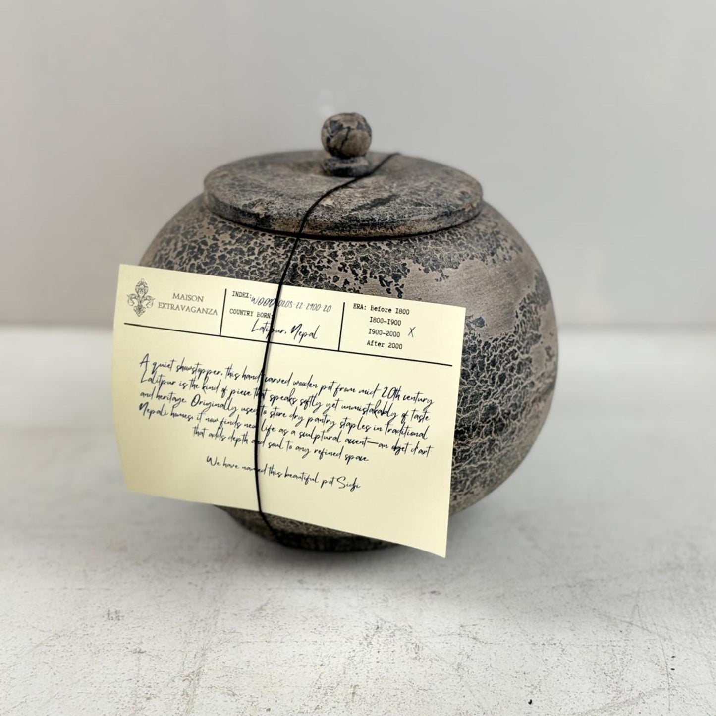 Vintage Holztopf mit Deckel - Latipur, Nepal