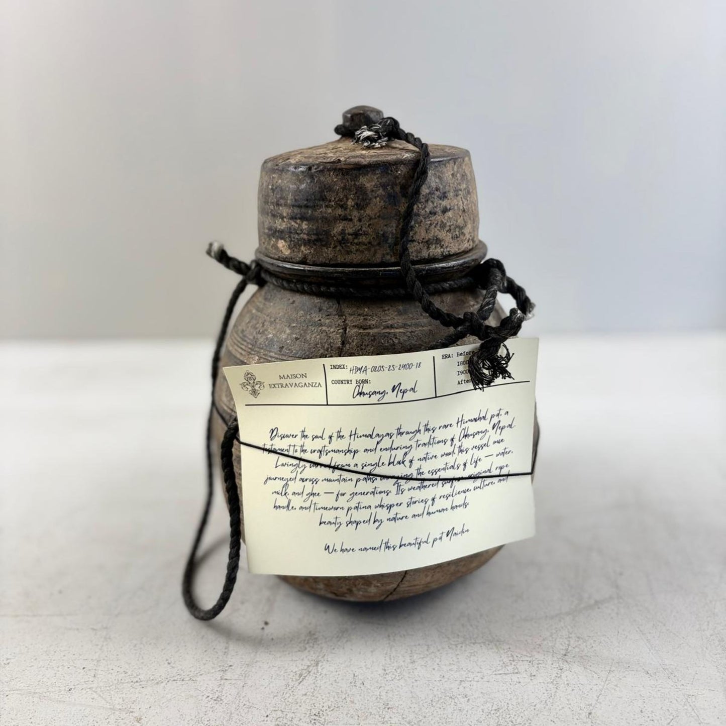 Antique Wooden Himachal Pot - Chhusang, Nepal