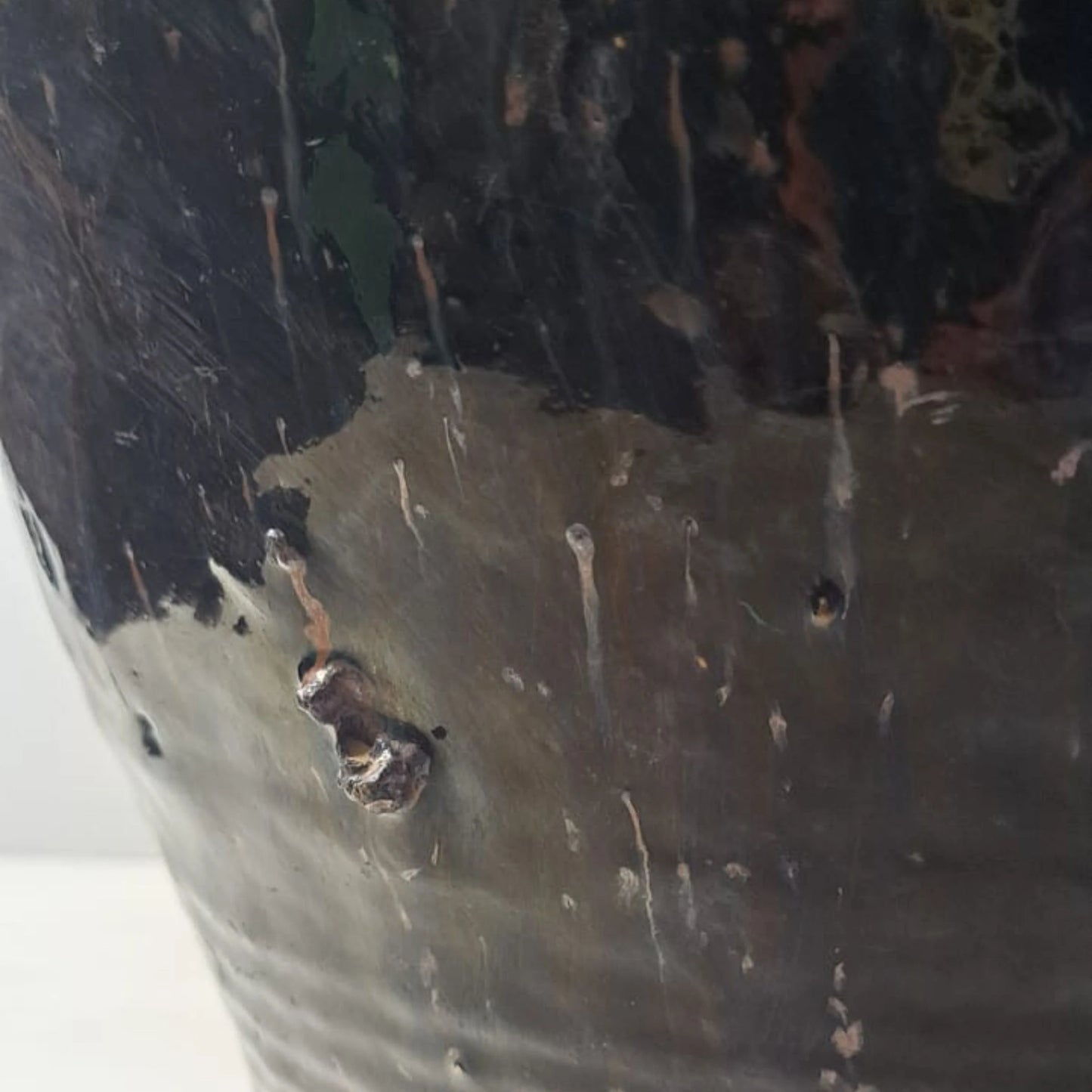 Rare Antique Glazed Pottery Vase- Black/Blue from Shanxi, China