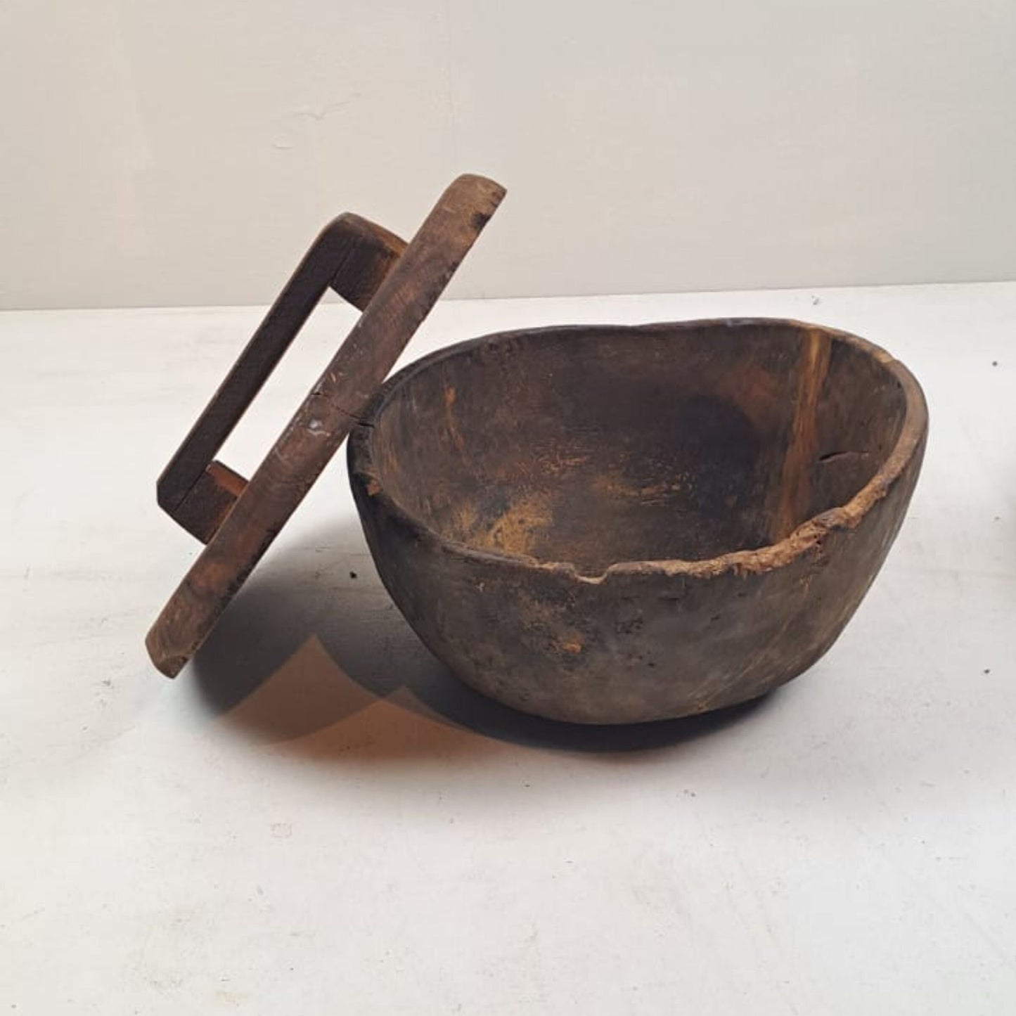 Unique Vintage Wooden Lidded Pot - Manipur, Northeast India