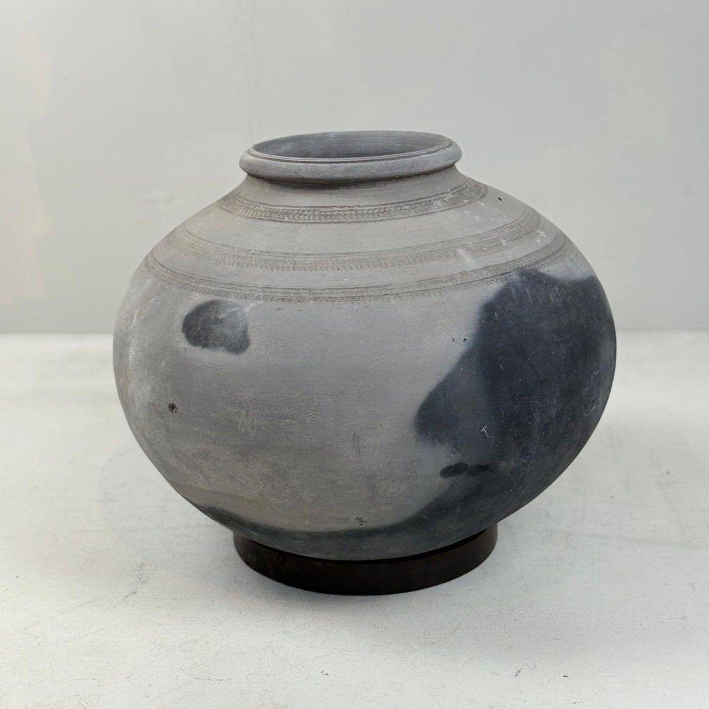 Antique African Clay Water Vessel - dark stain