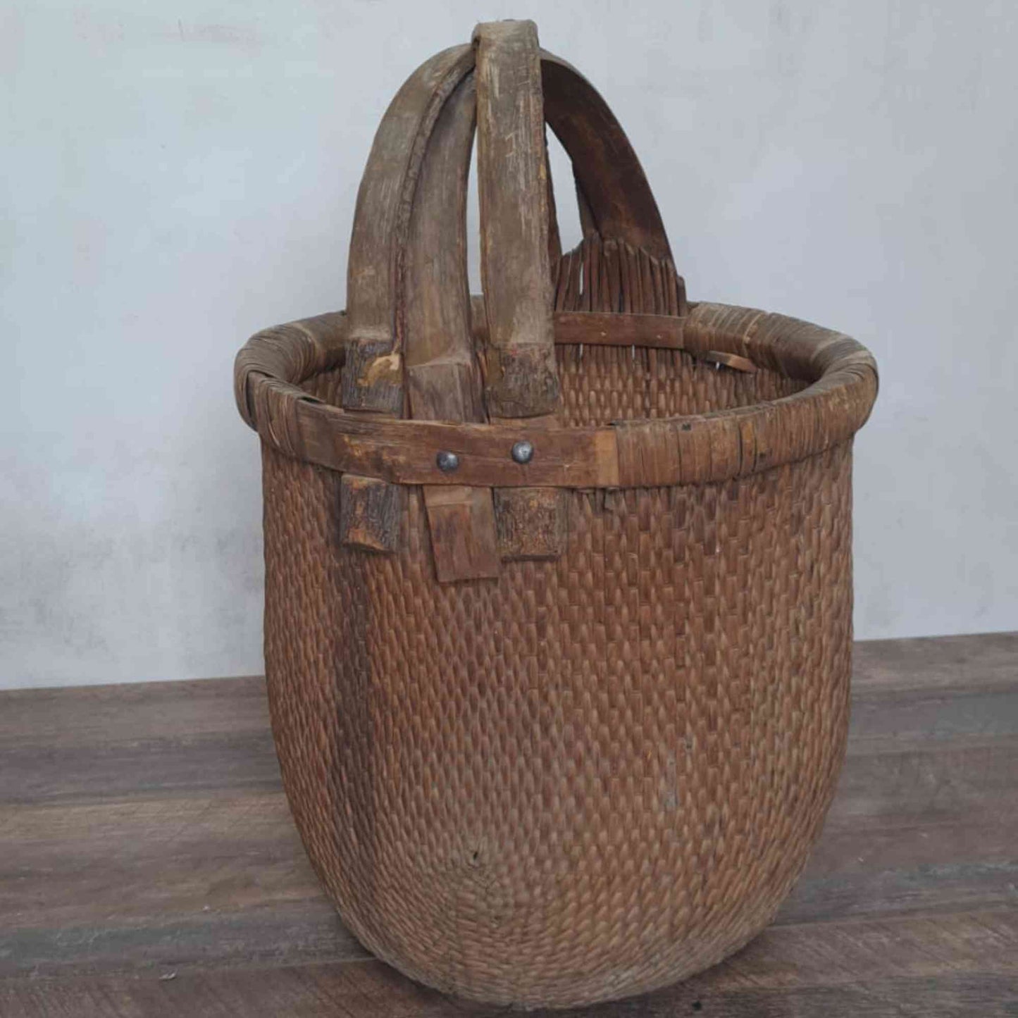 Antique Chinese Reed Grass Basket