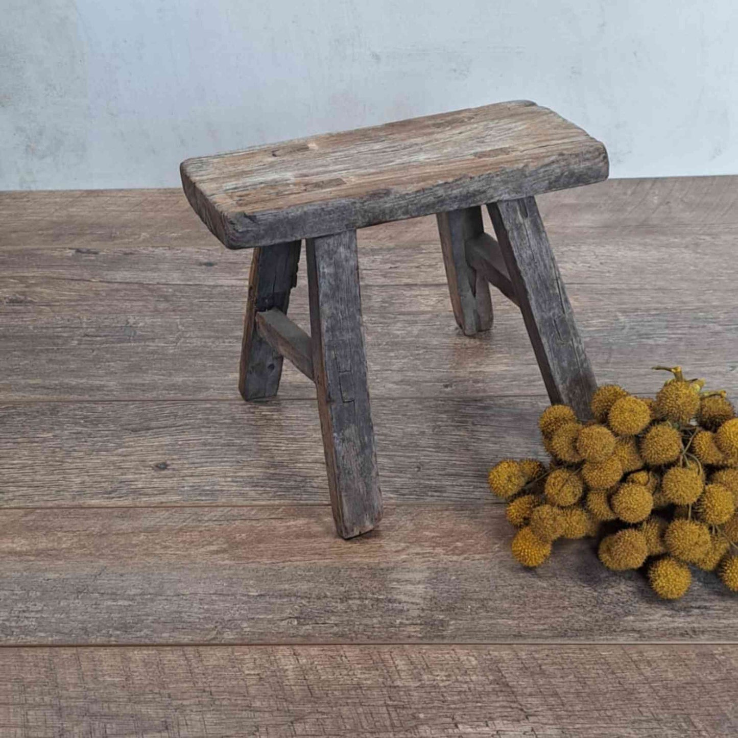 Antique Chinese Milking Stool, Rustic Stool, Small Decor Stool