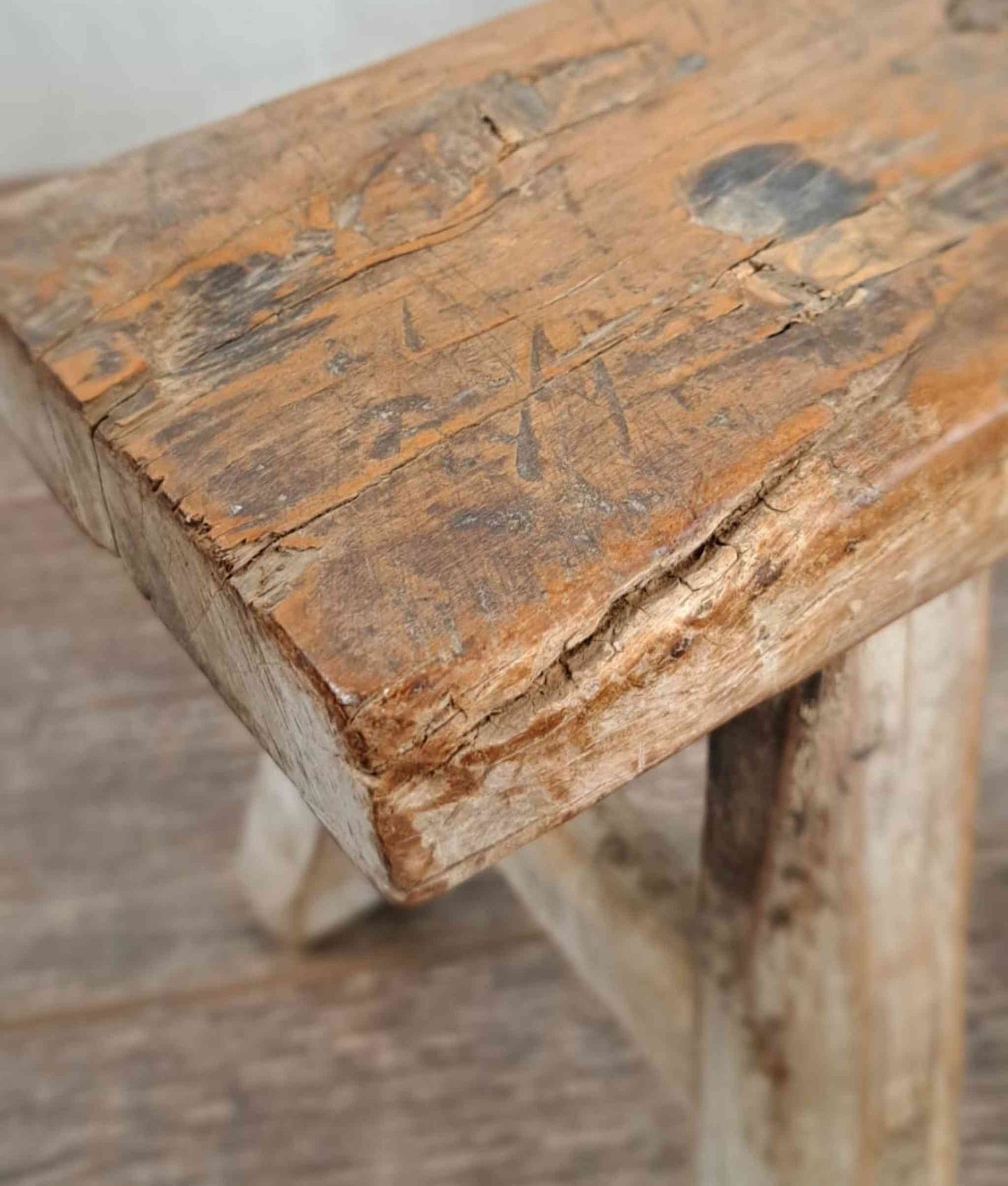 Antique Chinese Milking Stool, Rustic Stool, Decor Stool