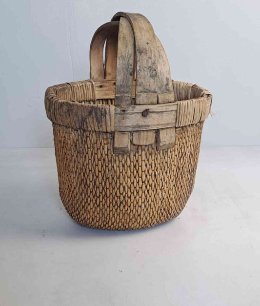 antique chinese basket vintage chinese basket antique woven basket antique wicker basket, vintage wicker basket, woven basket decor, woven reed basket, vintage handmade basket, chinese woven basket