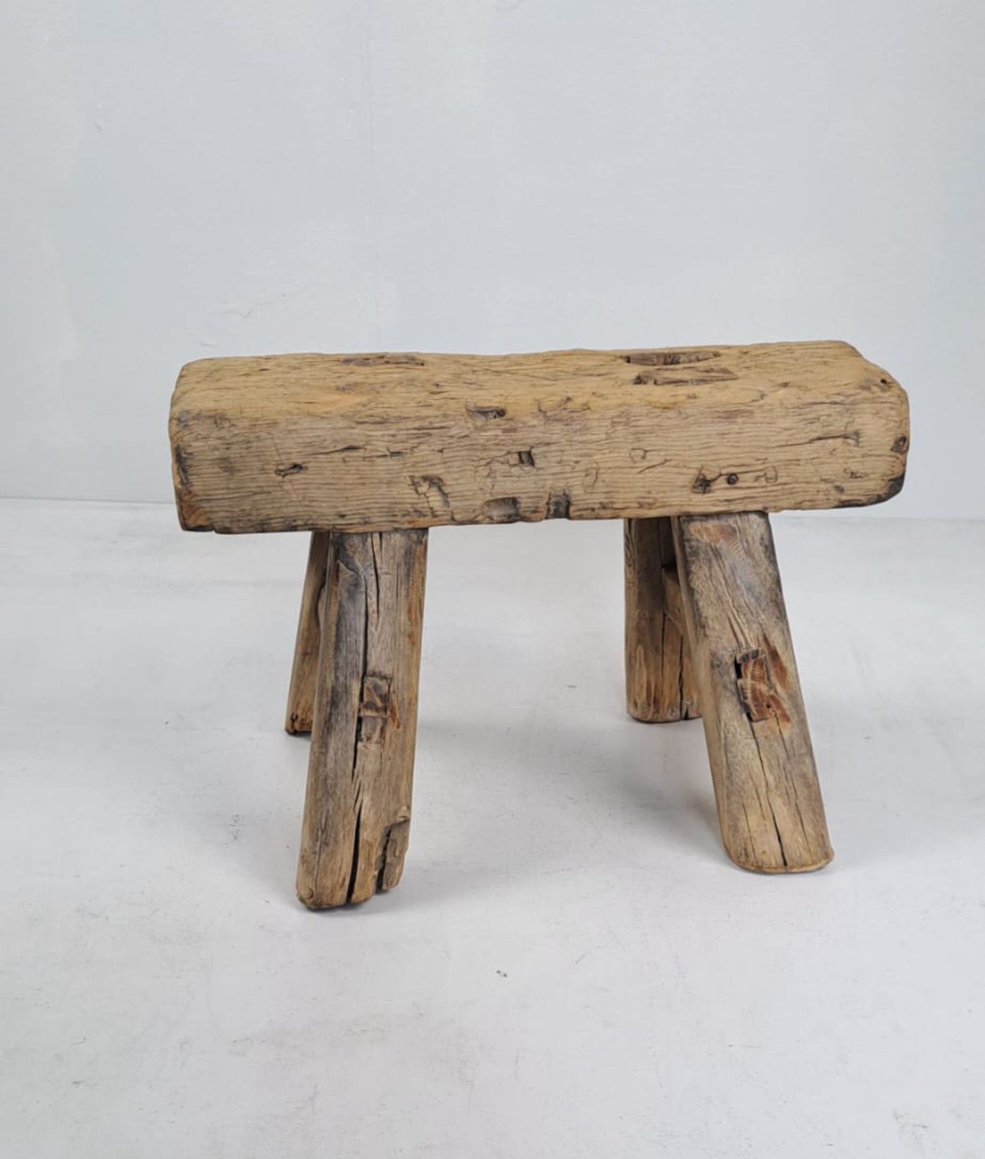 Authentic Antique Chinese Milking Stool  Handmade Elmwood, 35x23x22cm Unique Historical Décor Piece Perfect for Design Projects & Collectors