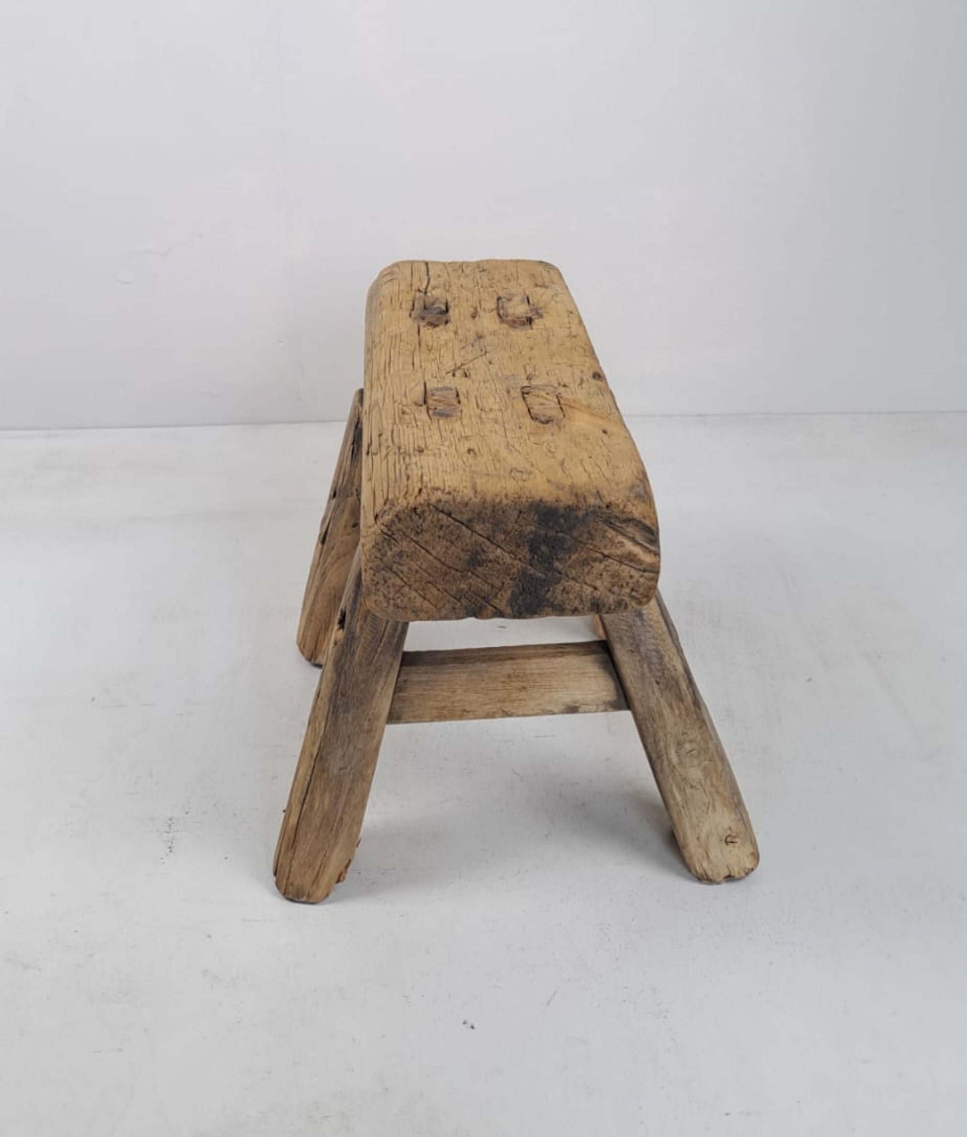 Authentic Antique Chinese Milking Stool  Handmade Elmwood, 35x23x22cm Unique Historical Décor Piece Perfect for Design Projects & Collectors