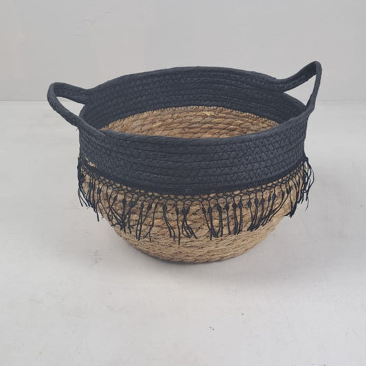 African Tasseled, Tribal Handmade Basket 27cm