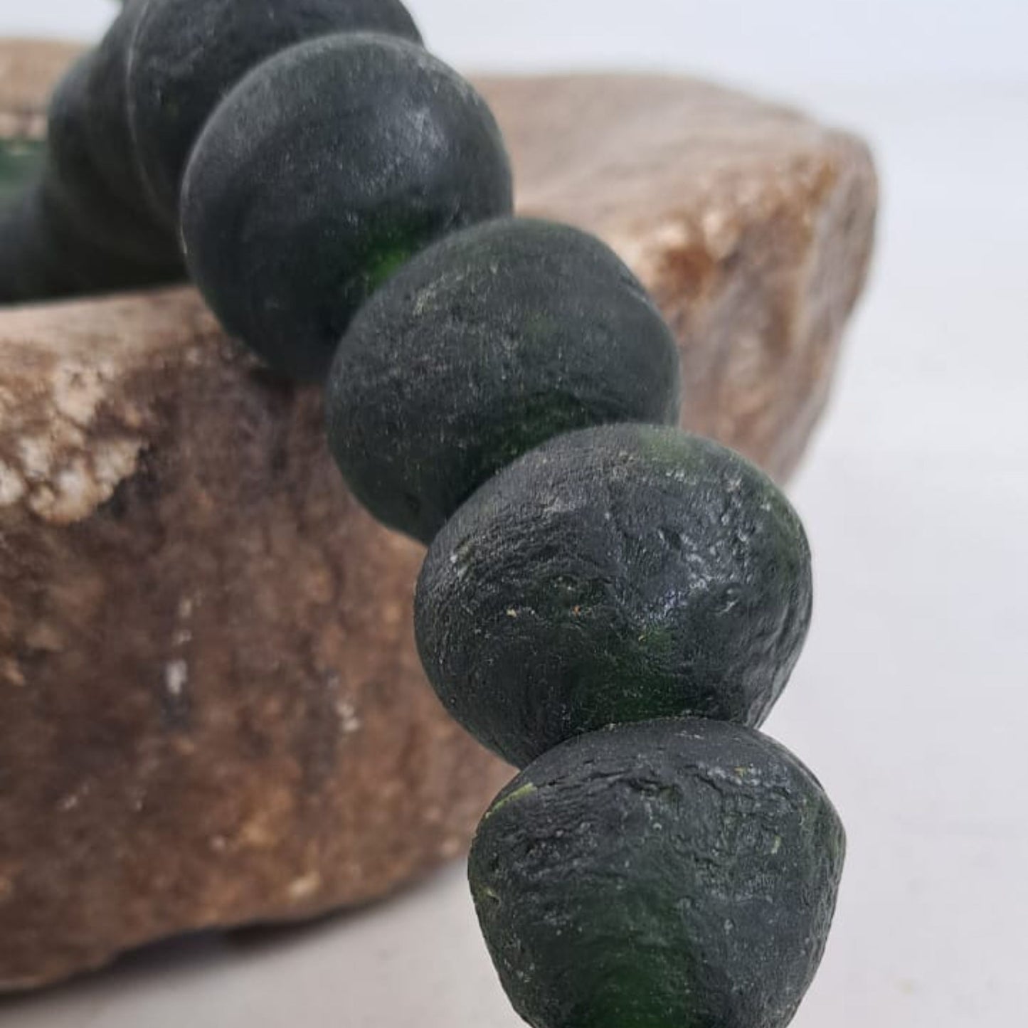 Ghanian Glass Beads Black Green