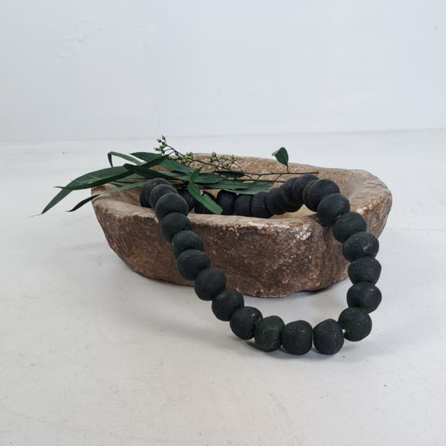 Ghanian Glass Beads Black Green