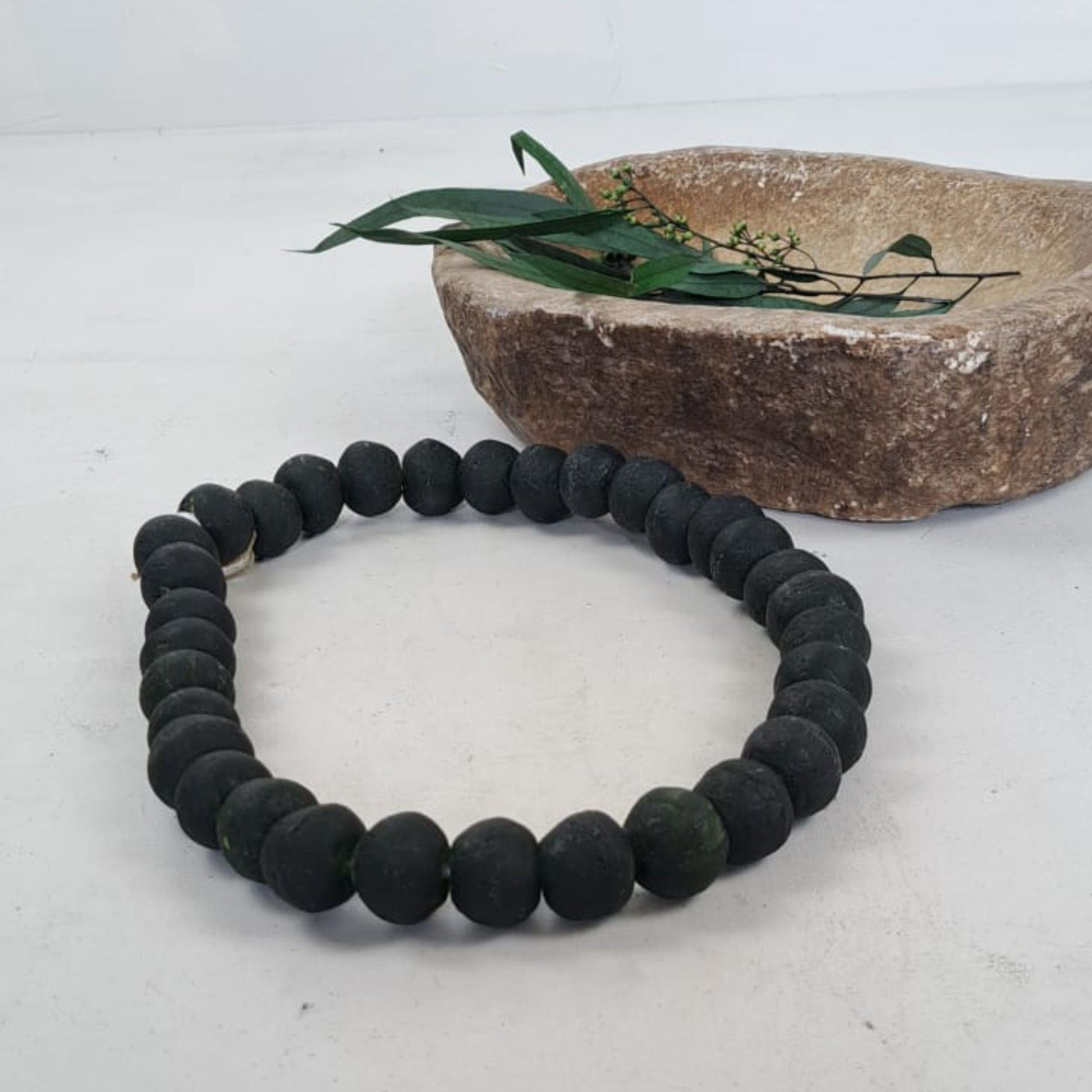 Ghanian Glass Beads Black Green