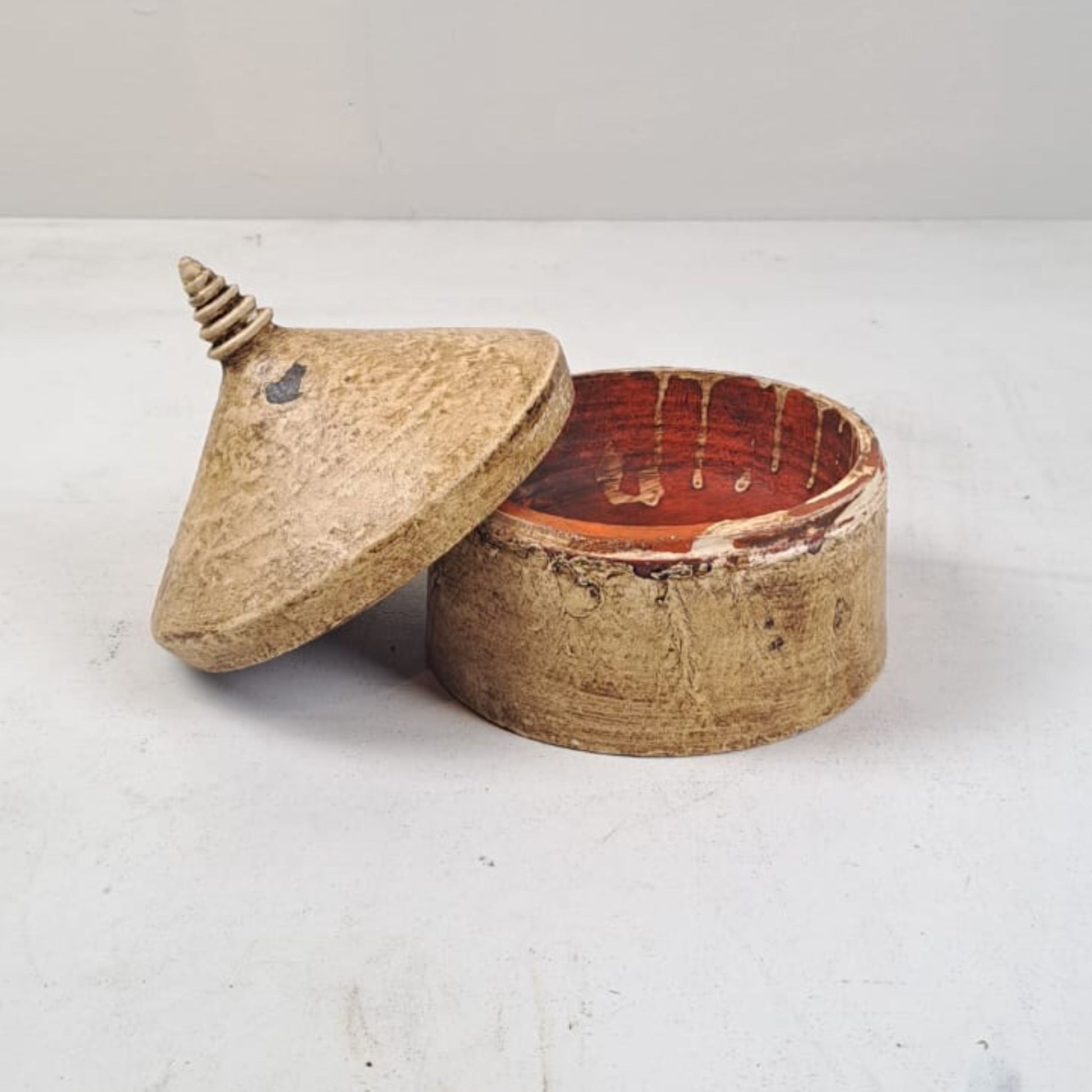 Vintage Lidded Wooden Box from Tibet