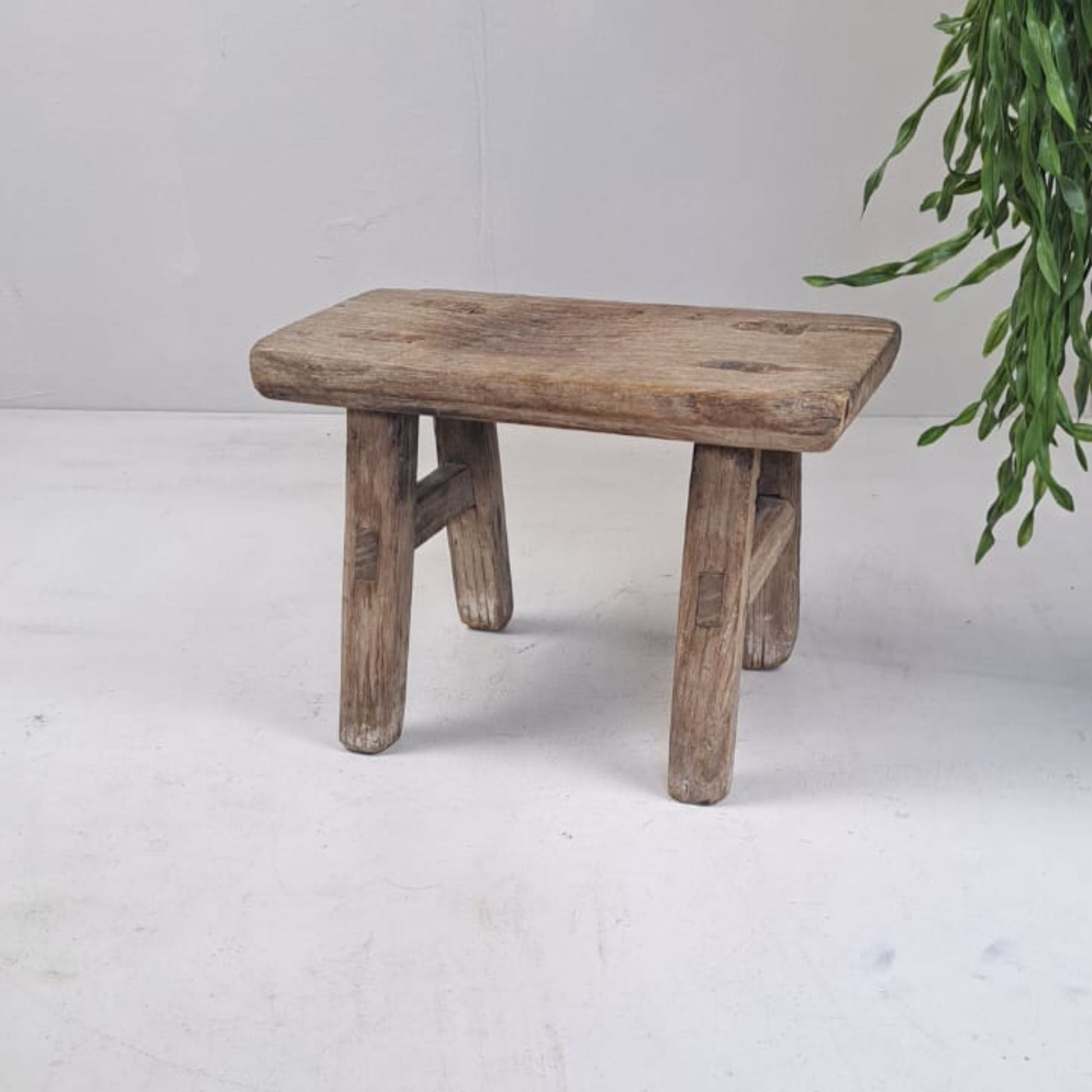 Authentic Antique Chinese Milking Stool  Handmade Elmwood, 30x20x18cm Unique Historical Décor Piece Perfect for Design Projects & Collectors