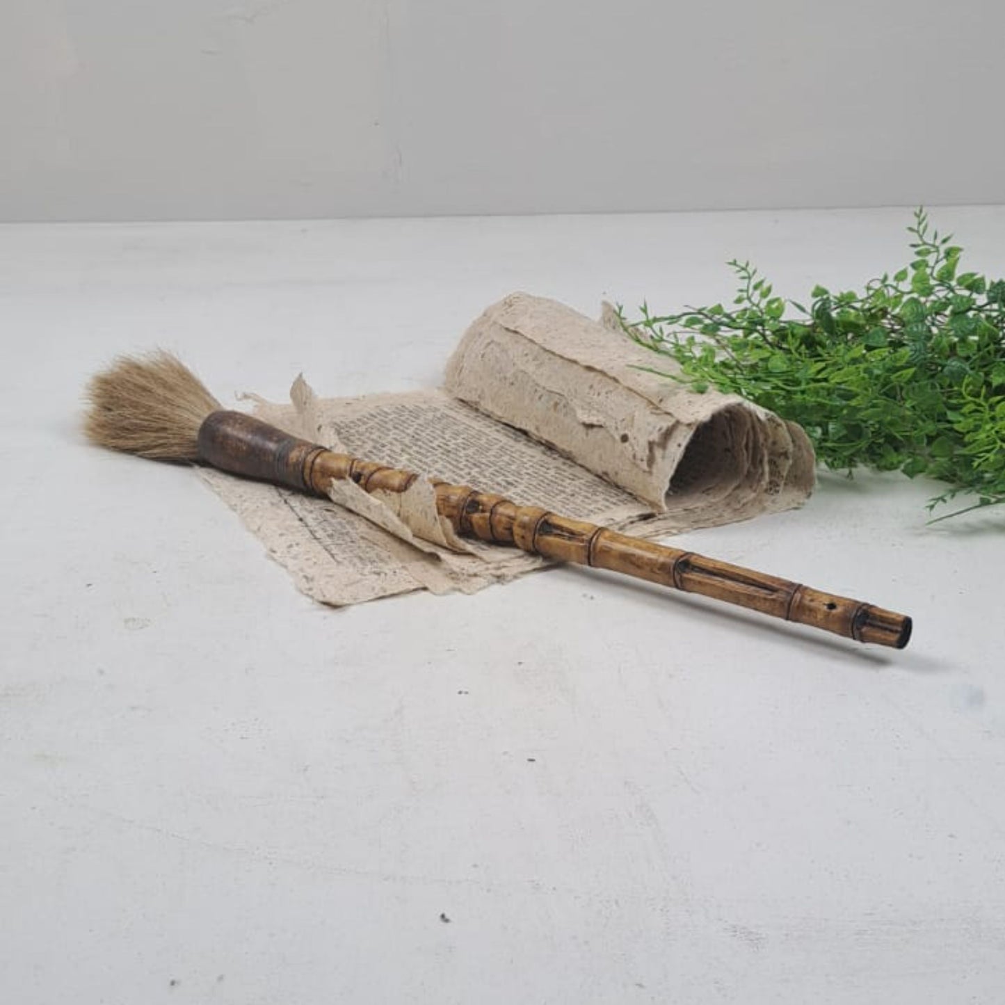 Vintage Chinese Calligraphy Brush - twisted bamboo