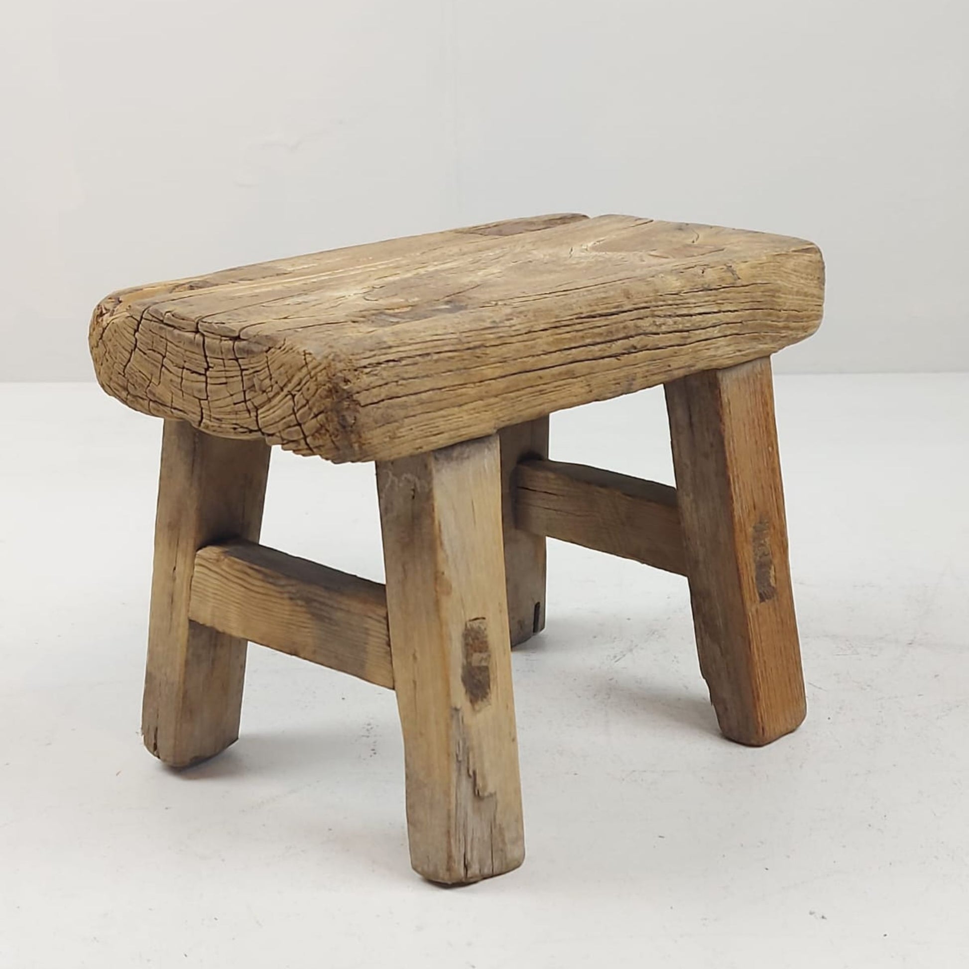 Vintage Chinese Milking Stool - Handcrafted Elmwood